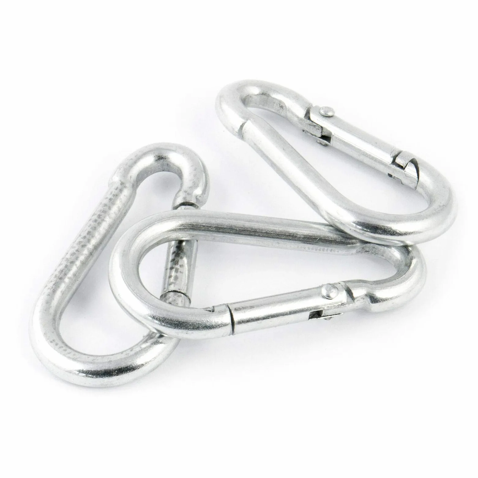 100 piezas Mosquetón para bomberos 15mm | Acero C15, galvanizado según normas de calidad DIN 5299 C | Cierre con resorte con gancho Mosquetones en acero galvanizado Accesorios para cuerdas [DQ-PP]