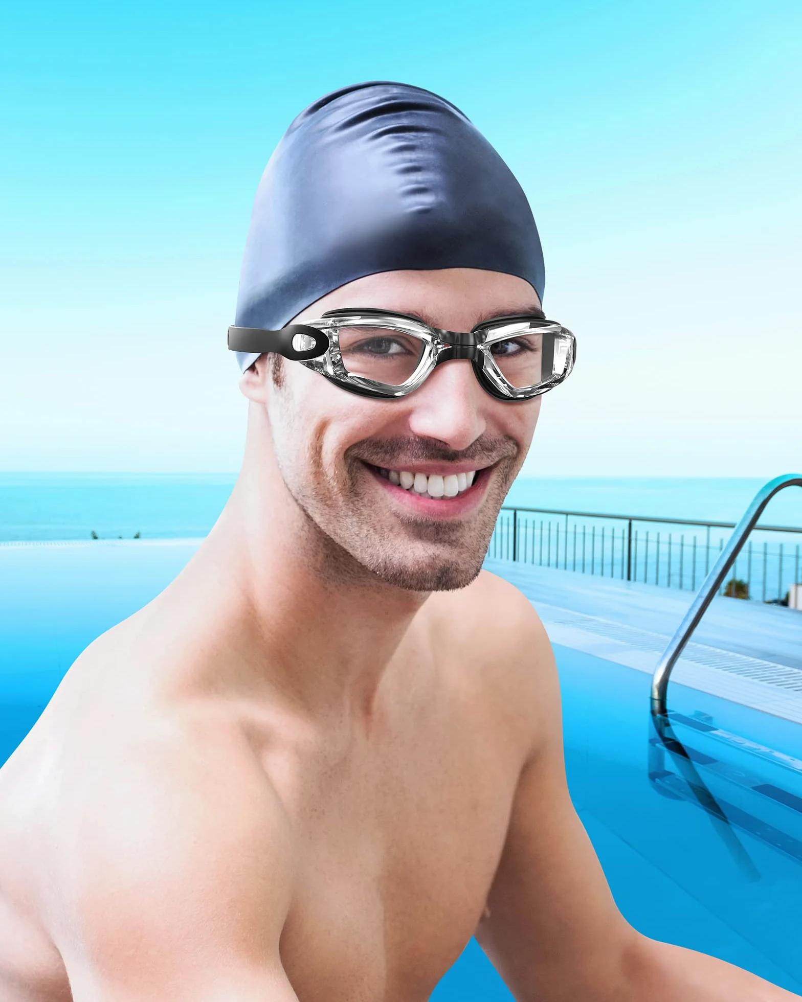 Aegend Gafas de natación, sin fugas, protección completa, adultos, hombres, mujeres y jóvenes..
