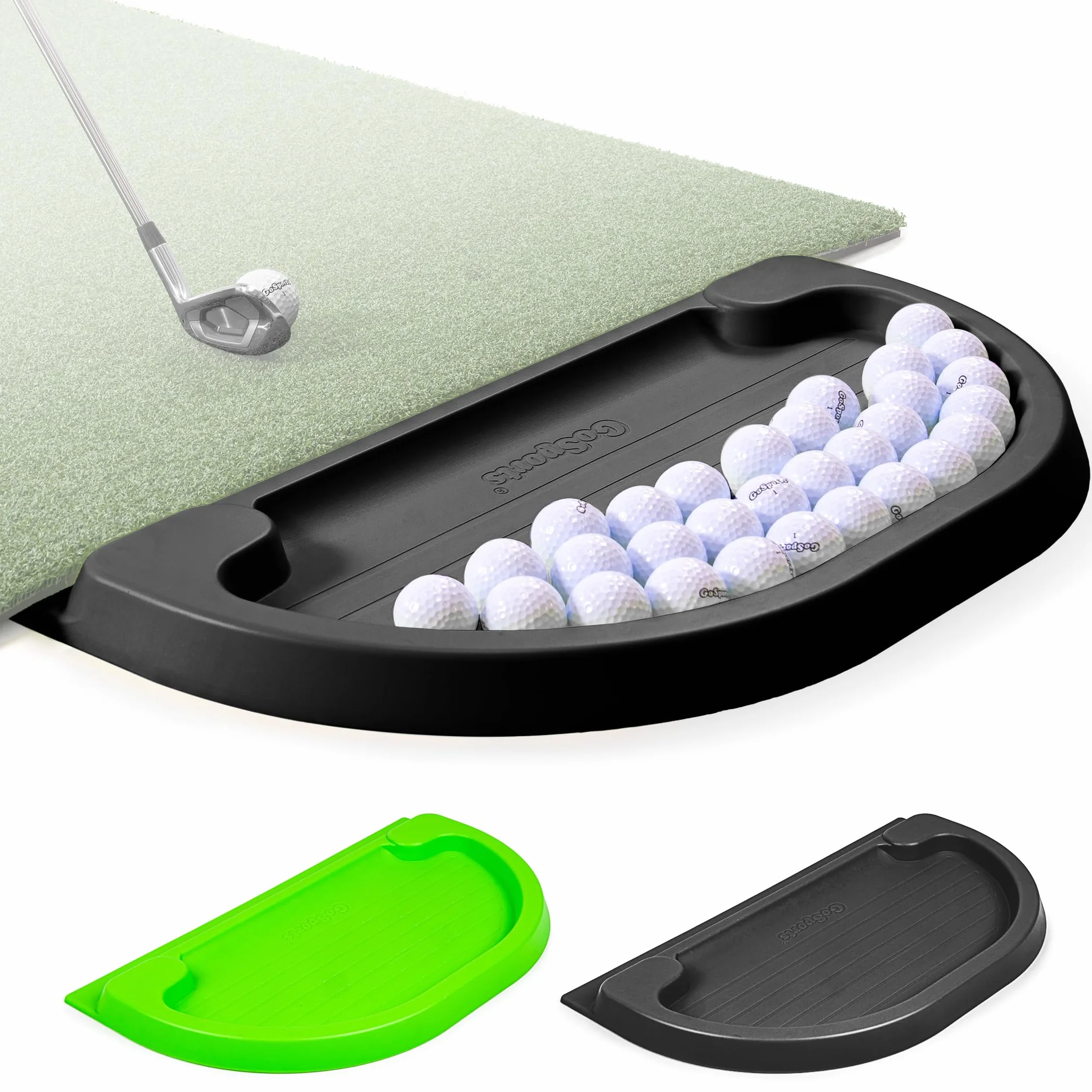 GoSports Ball Trays Bandeja de Pelotas de Golf para Todo Tipo de Clima, Gran Accesorio para práctica en casa y Compatible con Todas Las Alfombrillas de golpeo, Unisex Adulto