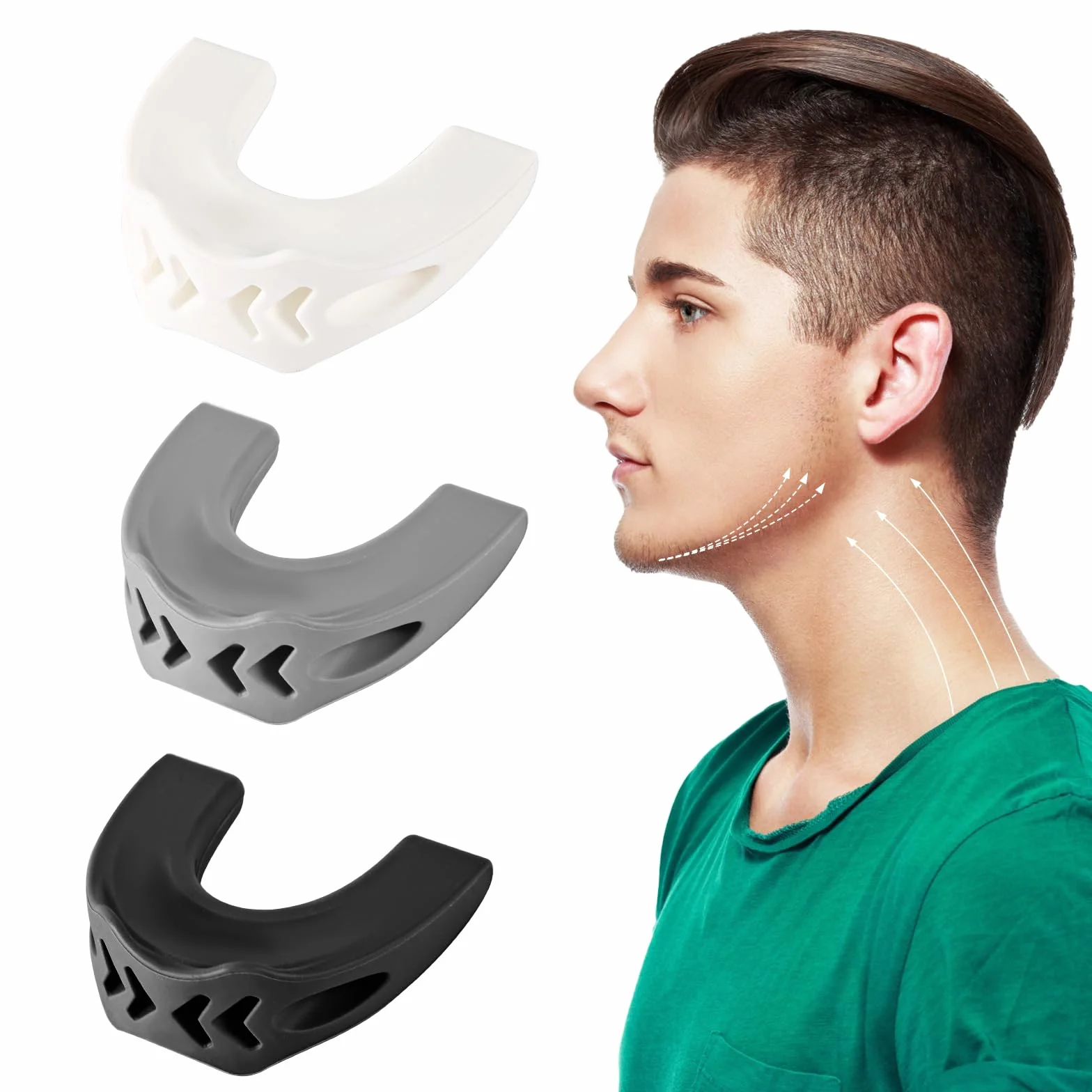 XIHIRCD 3 Uds Silicona Ejercitador de Mandíbula, Ejercitador de Barbilla con 3 Niveles de Resistencia Ejercitador Facial para Principiantes Intermedios Usuarios Avanzados (3 Colores)