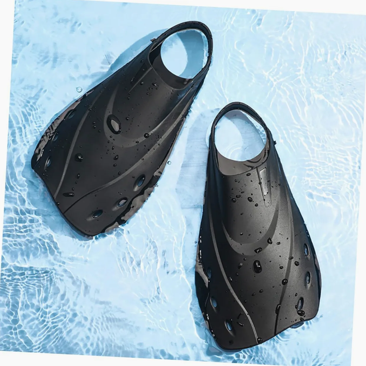 Cabilock Aletas Cortas Ajustables para Natación y Buceo Diseño Ergonómico con Suavidad Moderada para Entrenamiento y Snorkel para Hombre y Mujer Negro
