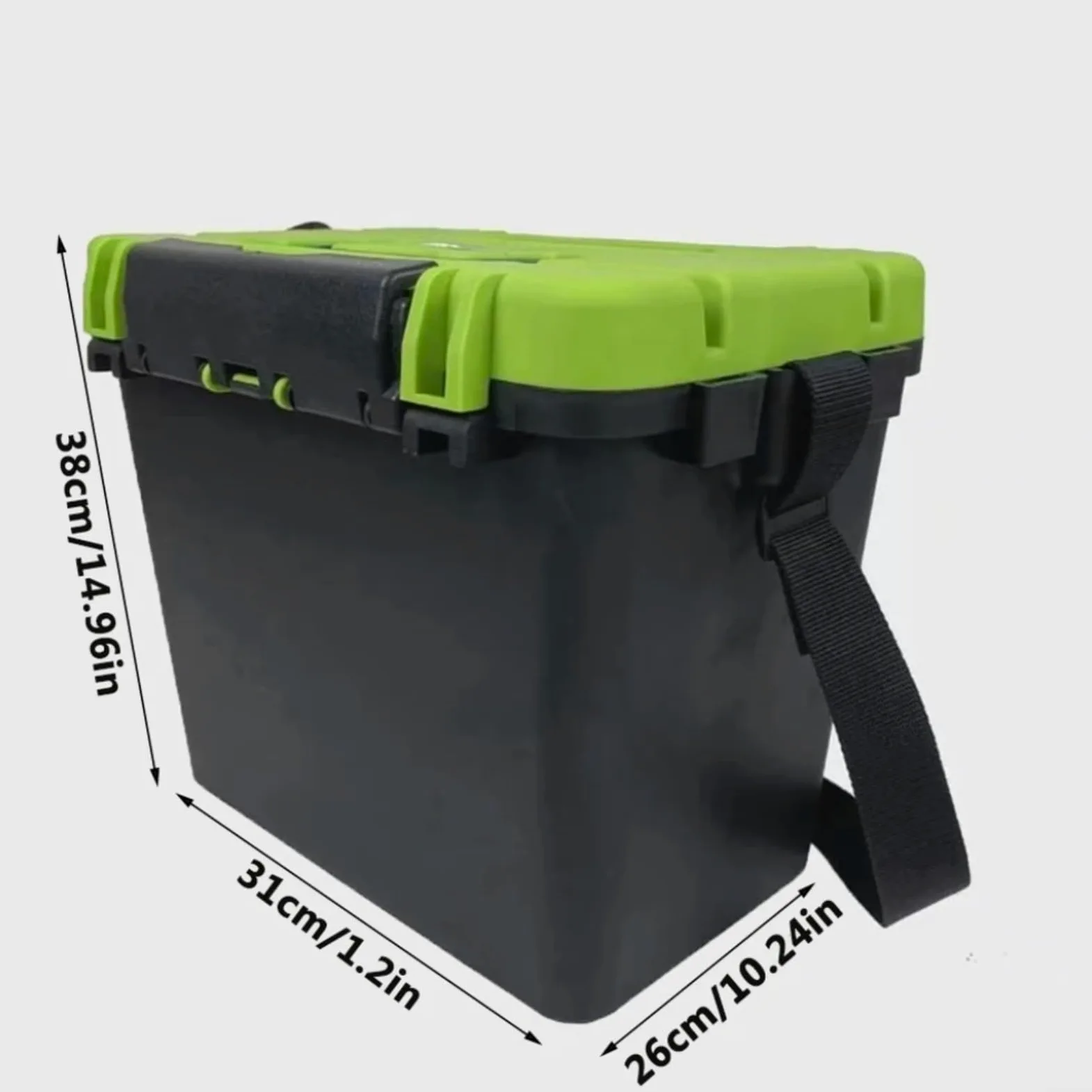 Caja de aparejos de pesca multifuncional con asa y correa para el hombro, estuche de almacenamiento de ABS grueso, accesorios de cebo, portátil para asiento al aire libre para pesca al aire