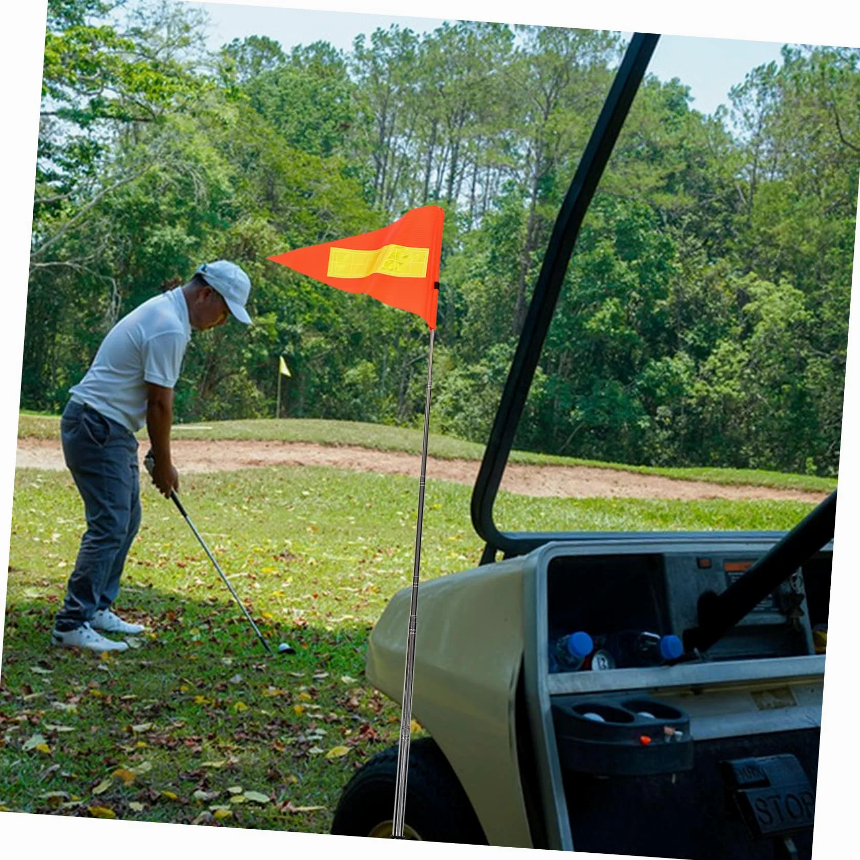 Cabilock 5 Piezas Banderín retráctil scooter telescópico con bandera de seguridad bandera de seguridad para sillas de ruedas Asta de para carrito de golf telescópica Naranja