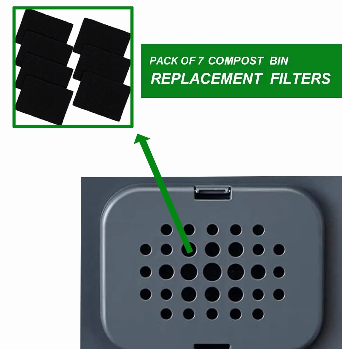 Filtros de carbón activado compatibles con Joseph Food Waste Caddy, reemplazables, rectangulares, eliminan el olor