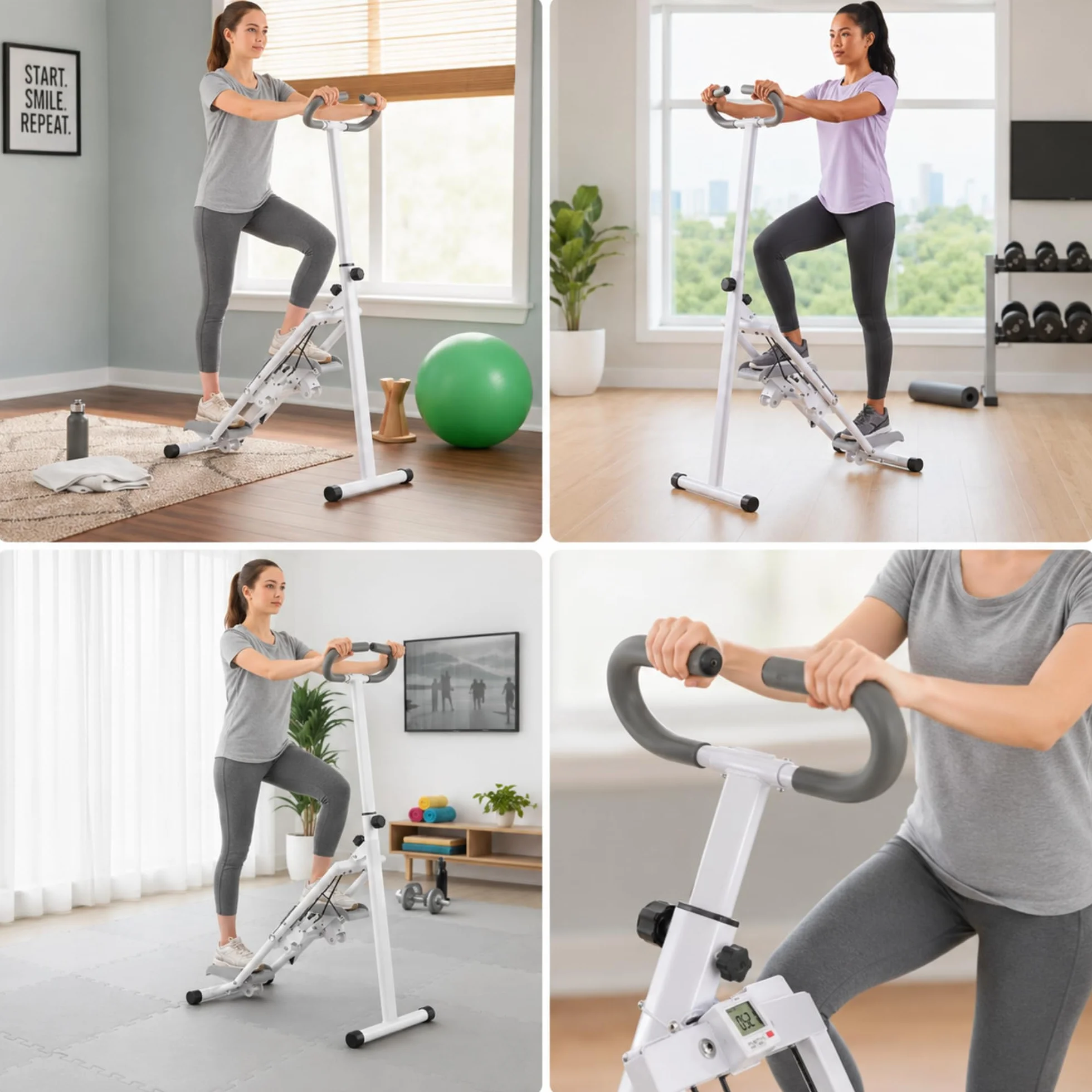 Máquina de Escalada Fitness Plegable con Pantalla LCD, Escalador Cardio para Casa con Resistencia Ajustable, Manillar y Pedales, Máquina de Ejercicio para Piernas, Glúteos, Brazos y Abdomen