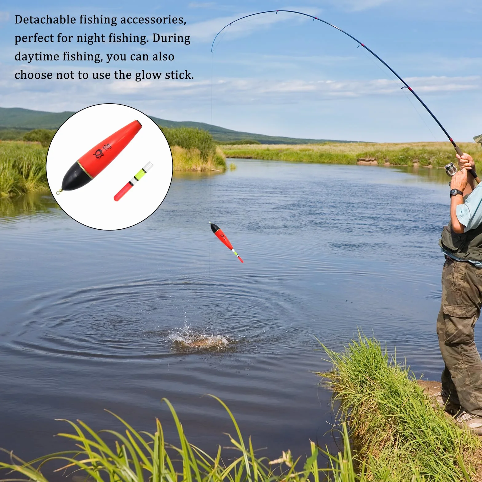 OMJMYY 5 Unidades de flotadores de Pesca Luminosos 5 g/8 g/10 g/12 g/15 g portátil Pesca flotadores Accesorios de Pesca Set de Espuma EVA para Lucio Perca Carpa Diferentes Especies de Peces Grandes