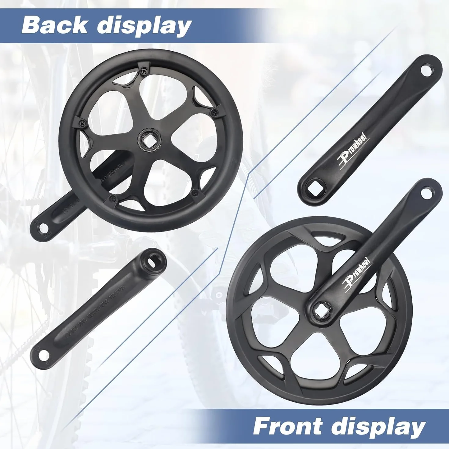 ZUKKA Prowheel Tourney Biela de bicicleta 48T/52T Brazo de aleación de aluminio para Singel Speed 1/6/7/8 velocidades, 170 mm, bicicleta de ciudad, bicicleta Fat Bike, bicicleta eléctrica, bicicleta