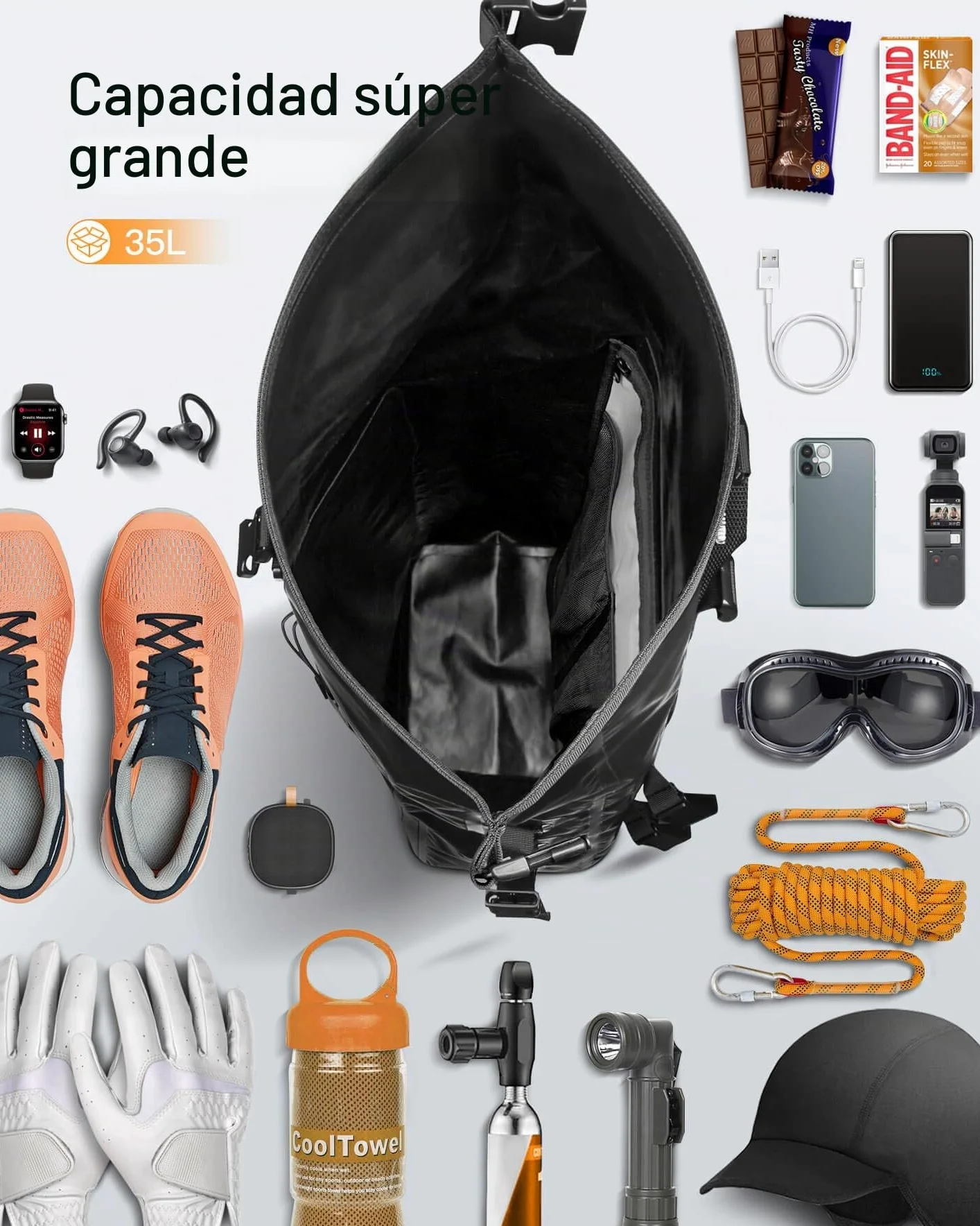 Inateck Mochila de Ciclismo de Gran Capacidad Organizador Multifuncional Impermeable para Bicicletas con Correa para el Hombro Desmontable para IR en Bicicleta, de excursión y al Aire Libre