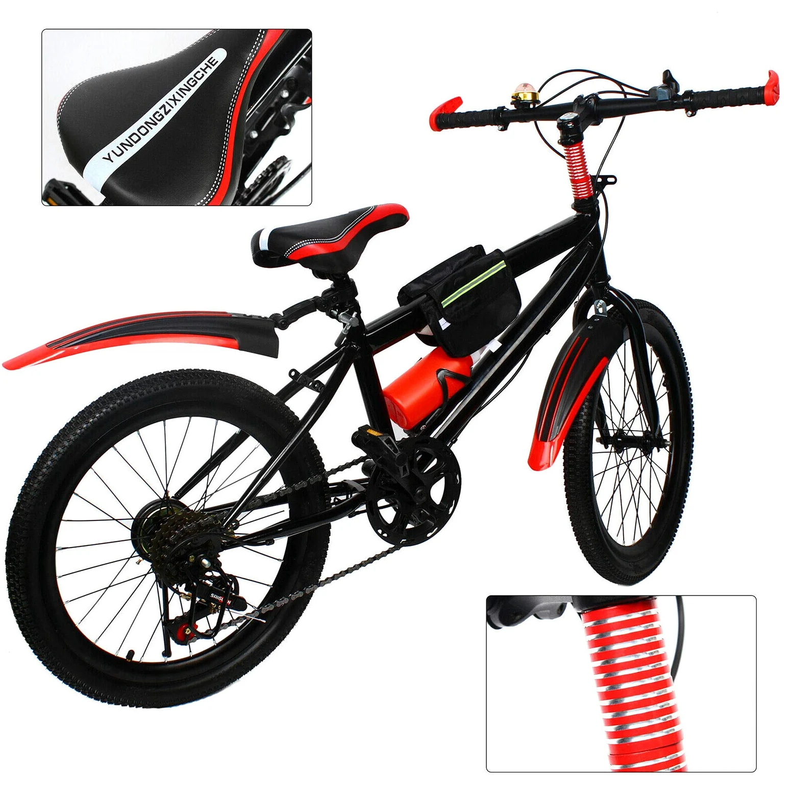 Bicicleta de montaña para niños de 20 pulgadas, 6 velocidades, para adultos, altura regulable, unisex, hasta 85 kg