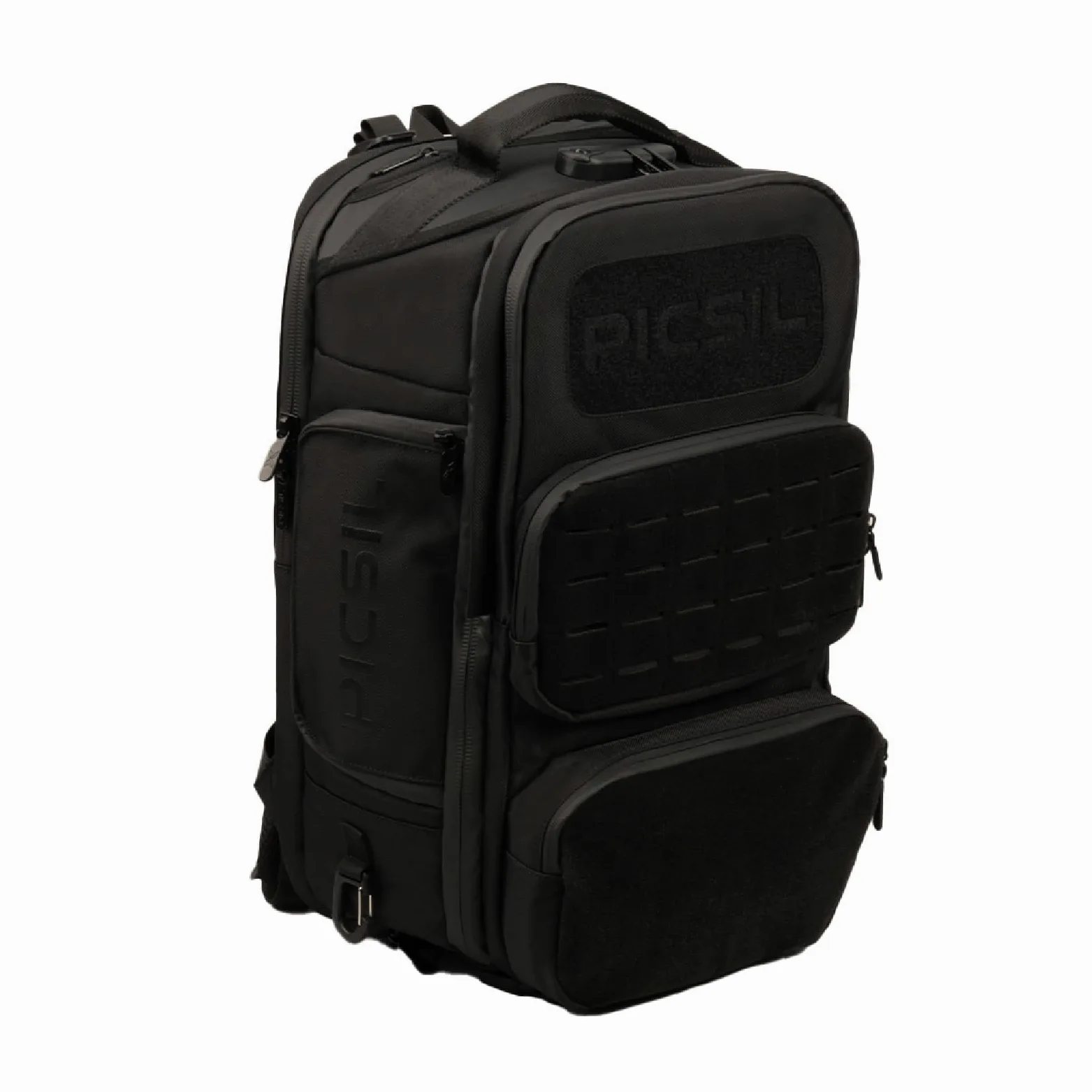 PICSIL Maverick, Mochila Táctica, Múltiples bolsillos - 40L, Moonless | Impermeable y resistente. Backpack con bolsillo térmico, puerto USB y compartimientos intelligentes. Para viaje o deporte.