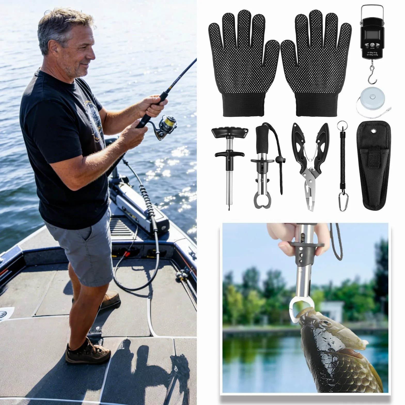 Caja de aparejos de 4 capas con accesorios, kit de 617 señuelos de pesca, incluye regla, guantes, herramientas, cebo, ganchos y accesorios, kit de señuelos de pesca de trucha de agua dulce y agua de
