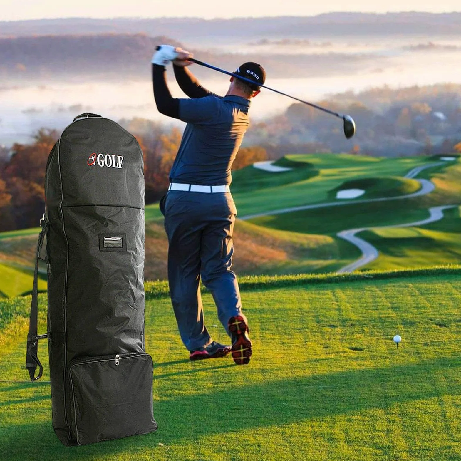 Bolsa de Golf, Bolsa de Golf de Viaje, Protector de Transporte de de Golf con Correa Ajustable, Bolsa de Viaje para protección de Vuelo de Golf con Ruedas para la