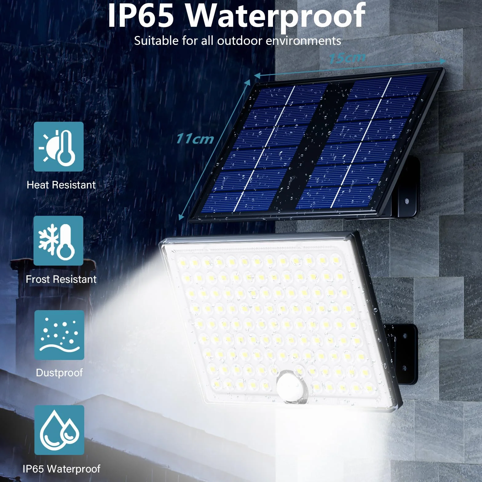 Focos LED Exterior Solares con Sensor de Movimiento y Control Remoto, 2000mAh, IP65, 4 Modos, 1 Pieza