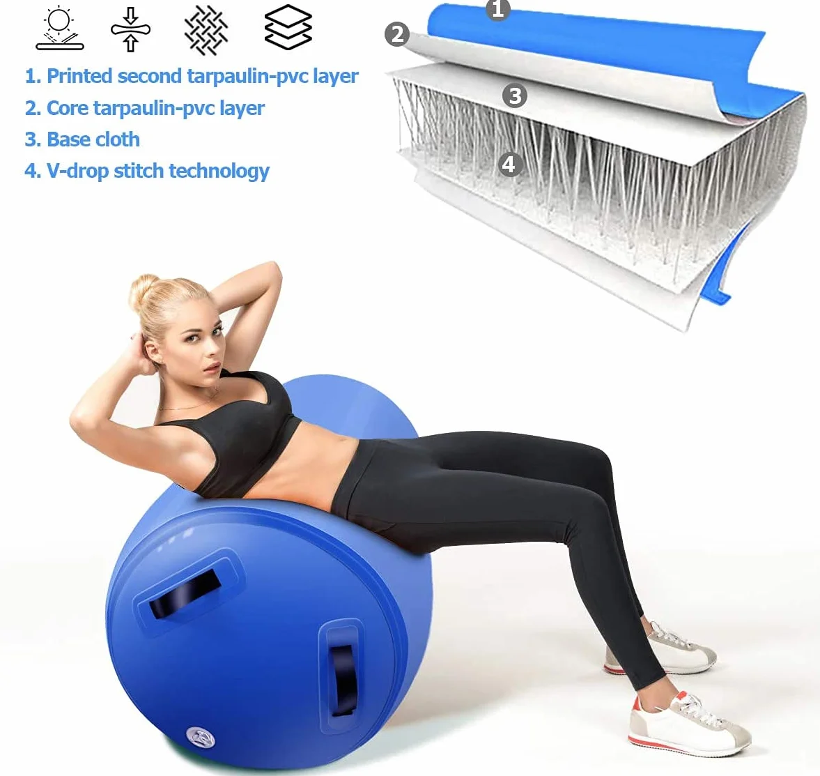 Air Roller Gymnastics Colchoneta inflable para gimnasia de 60/75/90 cm, con bomba de aire eléctrica para entrenamiento, yoga, backflip, uso doméstico