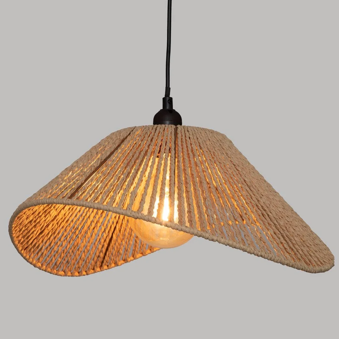Atmosphera Lámpara colgante Myha beige D45 cm E27 40W Papel tejido altura ajustable