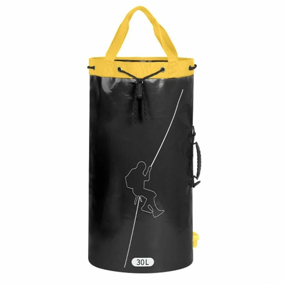 Bolsa de cuerda de 30L/45L/55L de capacidad para senderismo y espeleología, hecha de material impermeable y resistente al desgaste (45L negro)