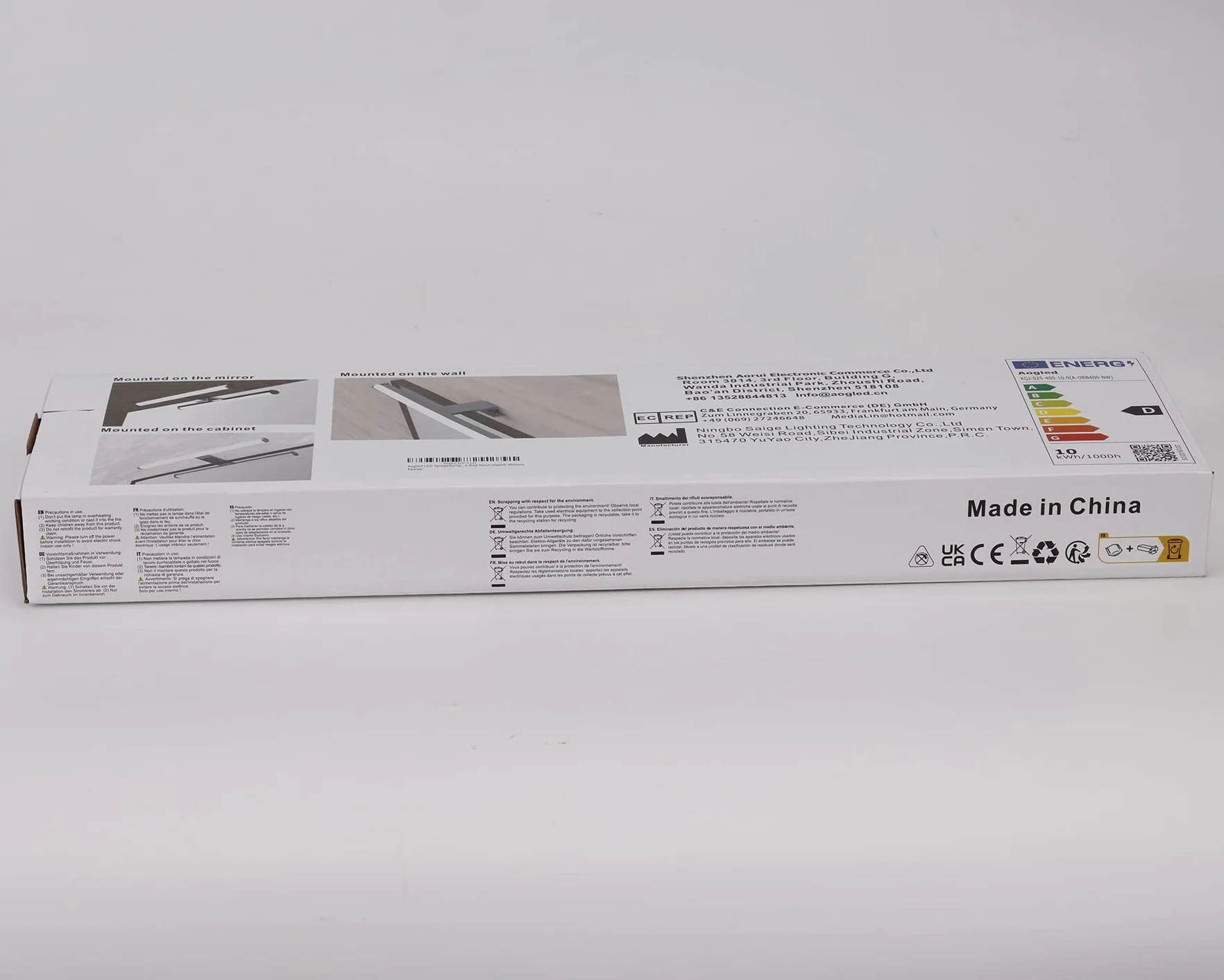 Lámpara de Espejo Baño 40 cm 10W 1200LM 230V IP44 Blanco Frío 4000K
