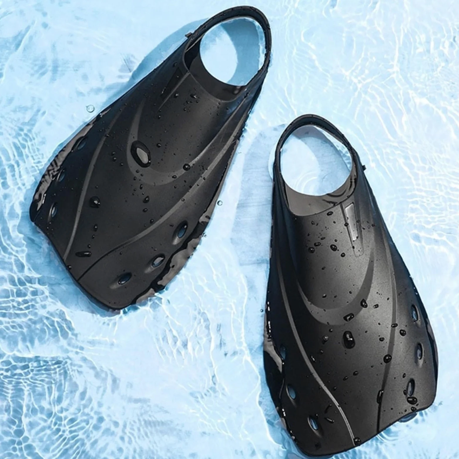 Aletas De Entrenamiento 1 par de Aletas Snorkel con talón Abierto, natación Cortas for , Buceo, , Adultos, Hombres y Mujeres