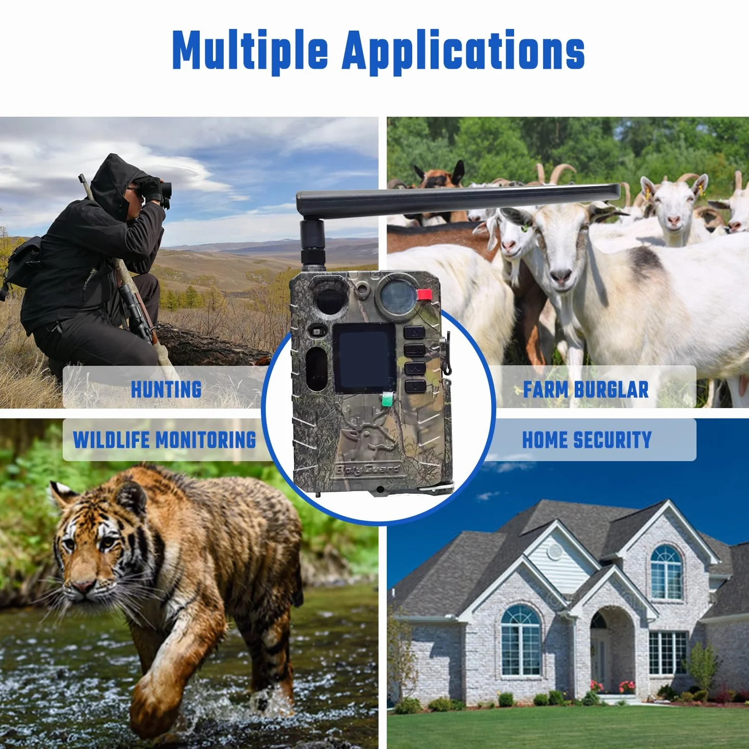 Bolyguard 4G 37MP 4K Cámara Salvaje con Transmisión por Celular, cámara de Caza con visión Nocturna activada por Movimiento, 30 m Visión Nocturna, MMS, GPRS y Correo Electrónico