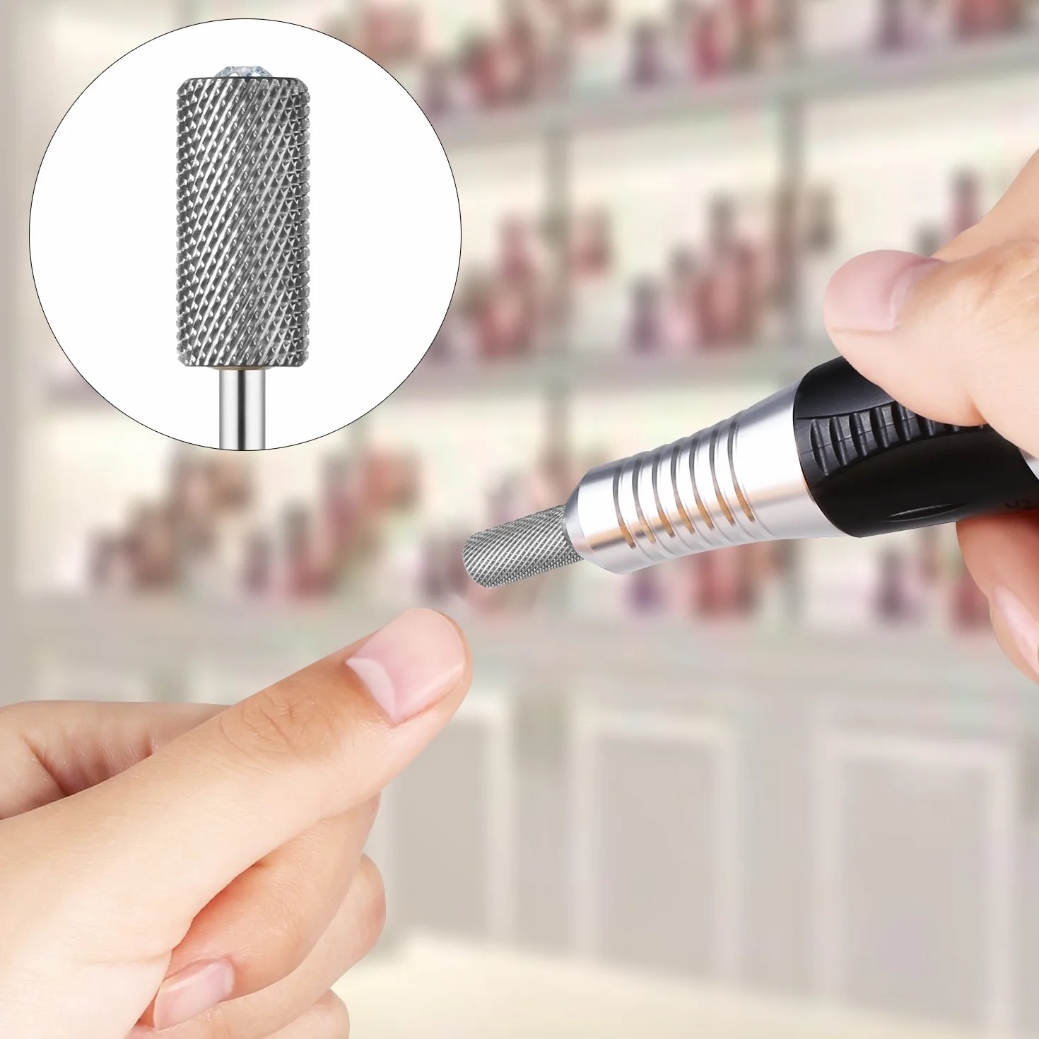 JCMaster Broca Cilíndrica Carburo Tungsteno Manicura Pedicura Callosidades Fresa Torno Uñas Cristal