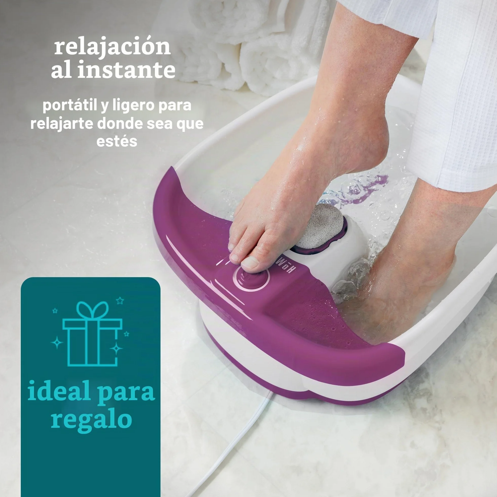 HoMedics Bubblemate Baño para Pies Hidromasajeador con Piedra Pómez Integrada