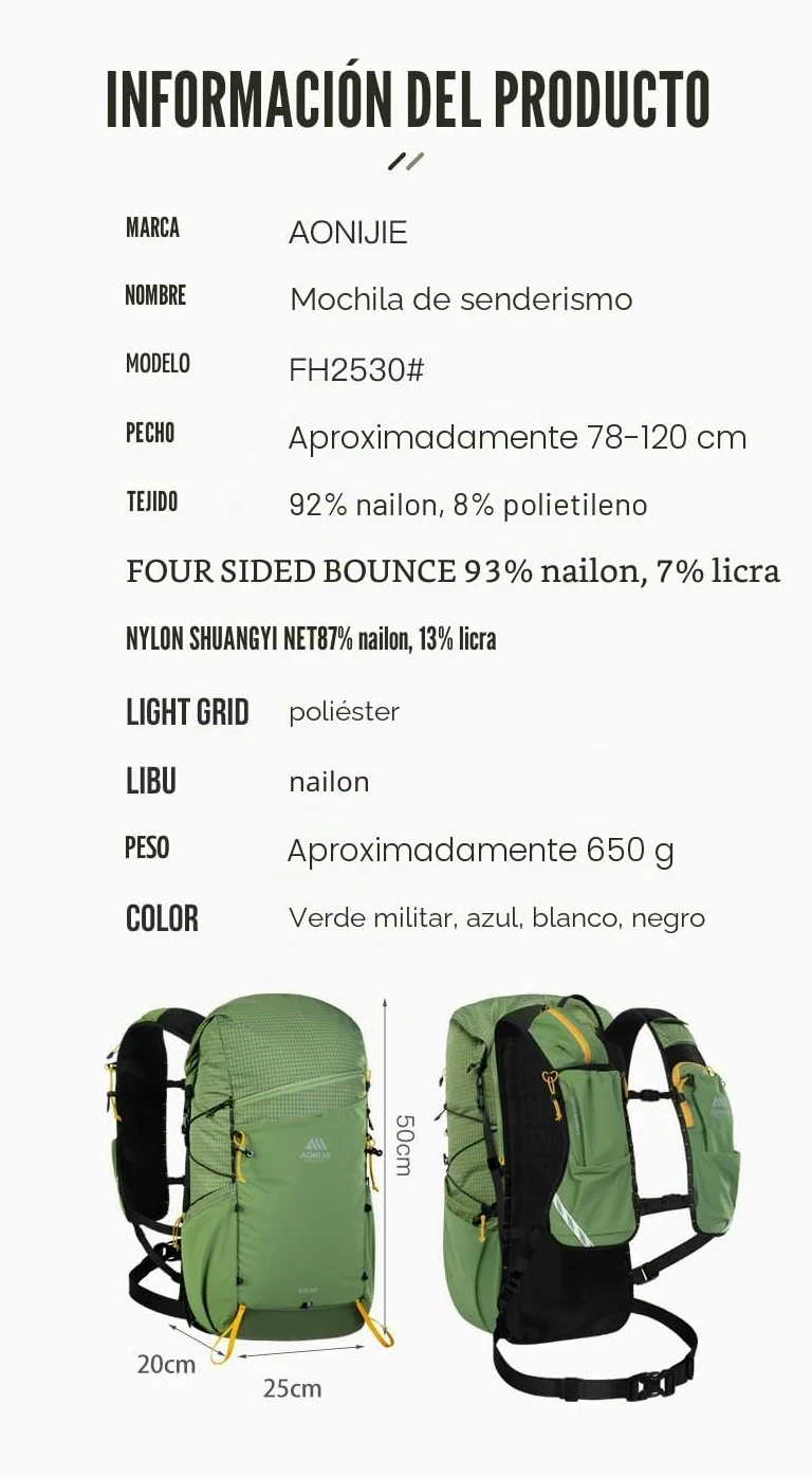 AONIJIE Mochila de escalada de gran capacidad de 30 l para acampar al aire libre, bolsa de viaje para senderismo, trekking, montañismo