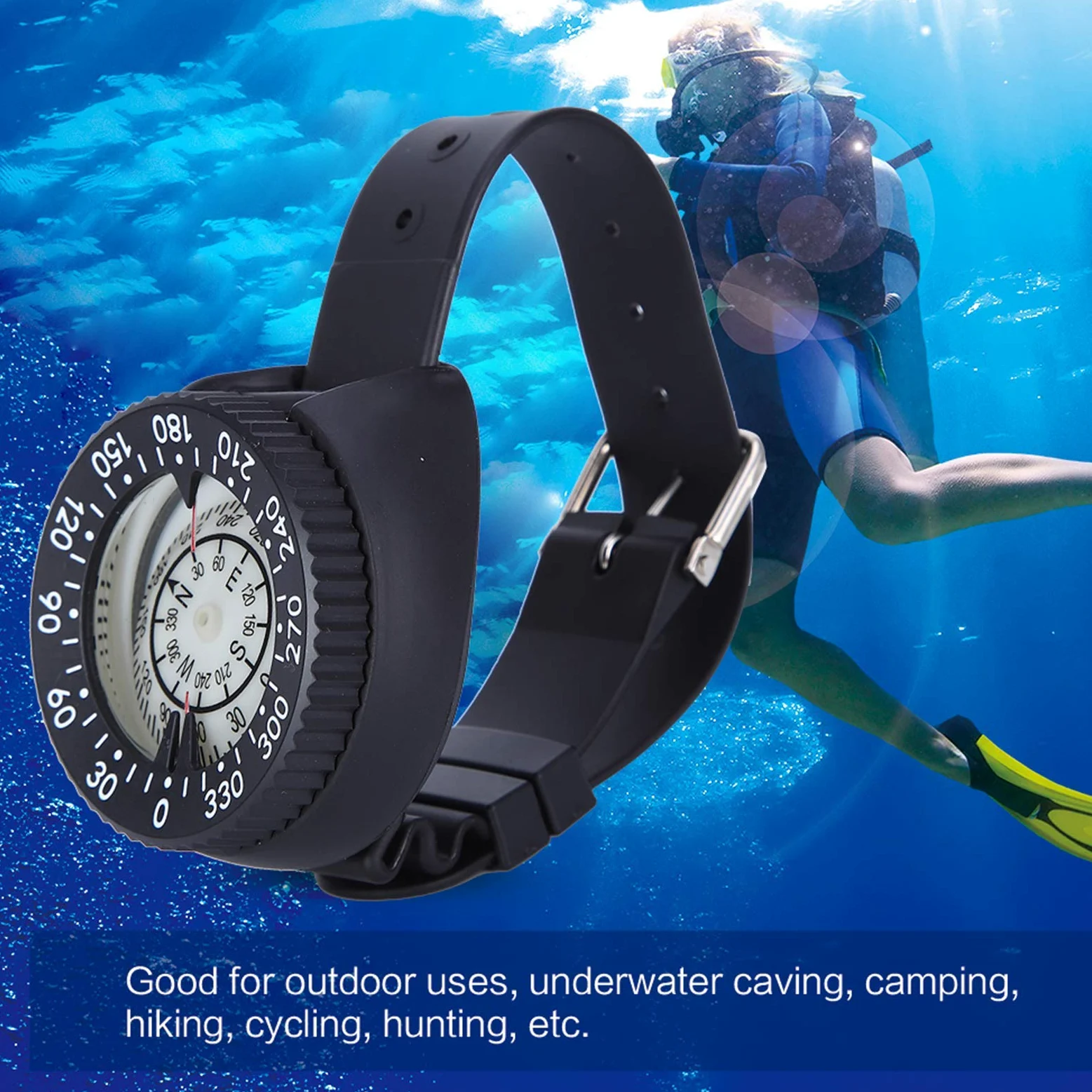 Brújula de la muñeca, brújula de Reloj Impermeable tamaño Mini para el Buceo Pesca submarina Pesca Senderismo Actividades al Aire y piragüismo Kayak con Snorkel