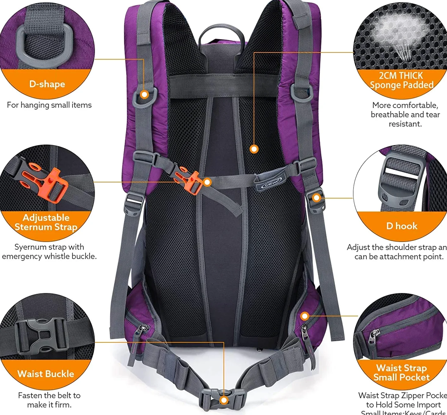 G4Free Mochilas de senderismo de 45 litros con cubierta para la lluvia, impermeable, mochila de senderismo, mochila de viaje al aire libre, camping, montañismo, senderismo, para hombres y mujeres