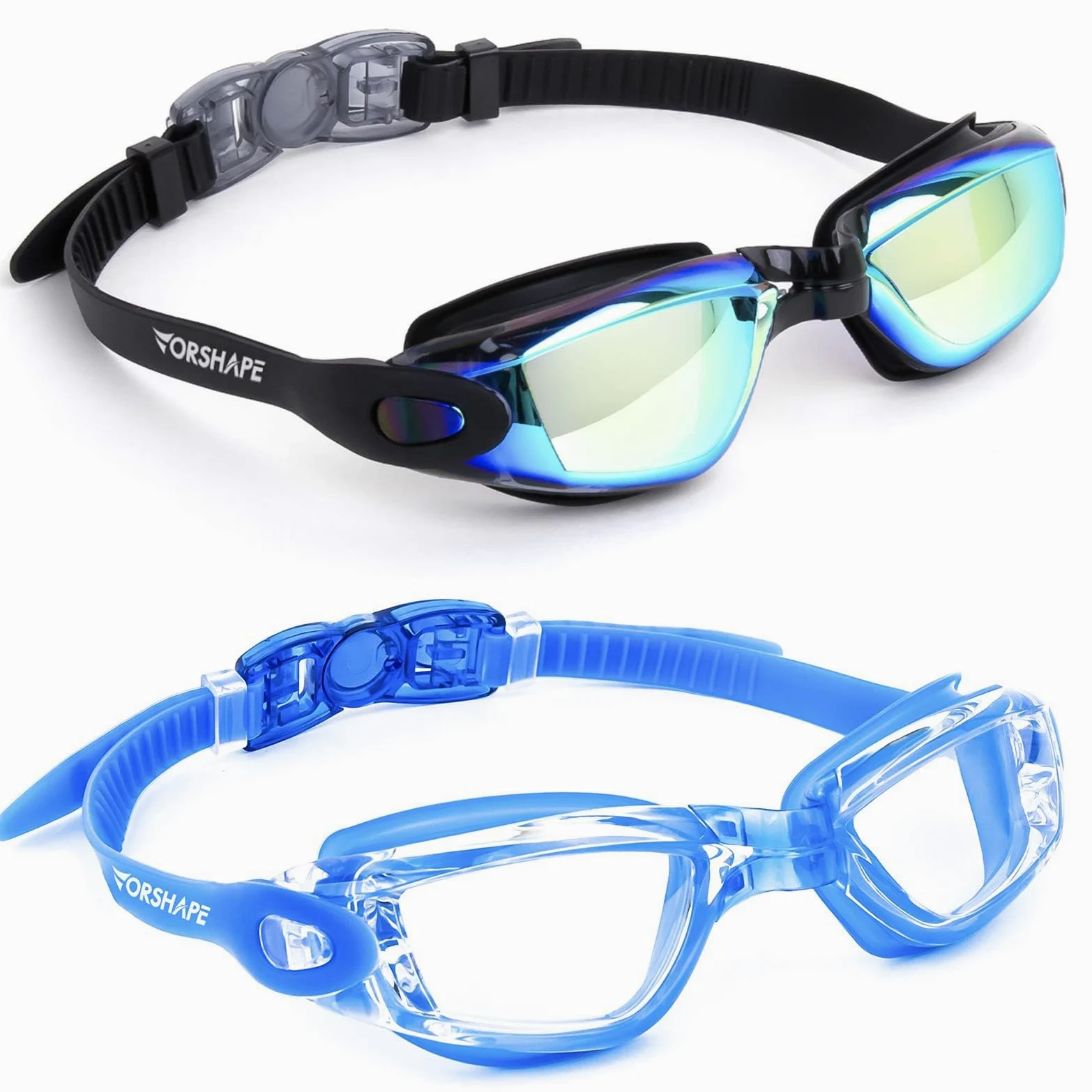 Juego de 2 gafas de natación sin fugas para adultos, hombres, mujeres, jóvenes