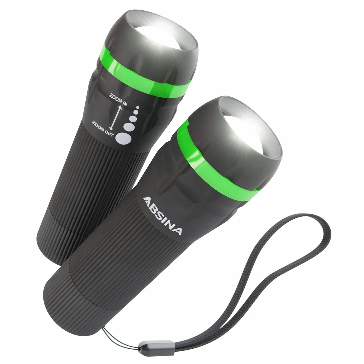 ABSINA Mini Linterna LED Niños 60 Lúmenes 110m Alcance Foco Ajustable con Batería