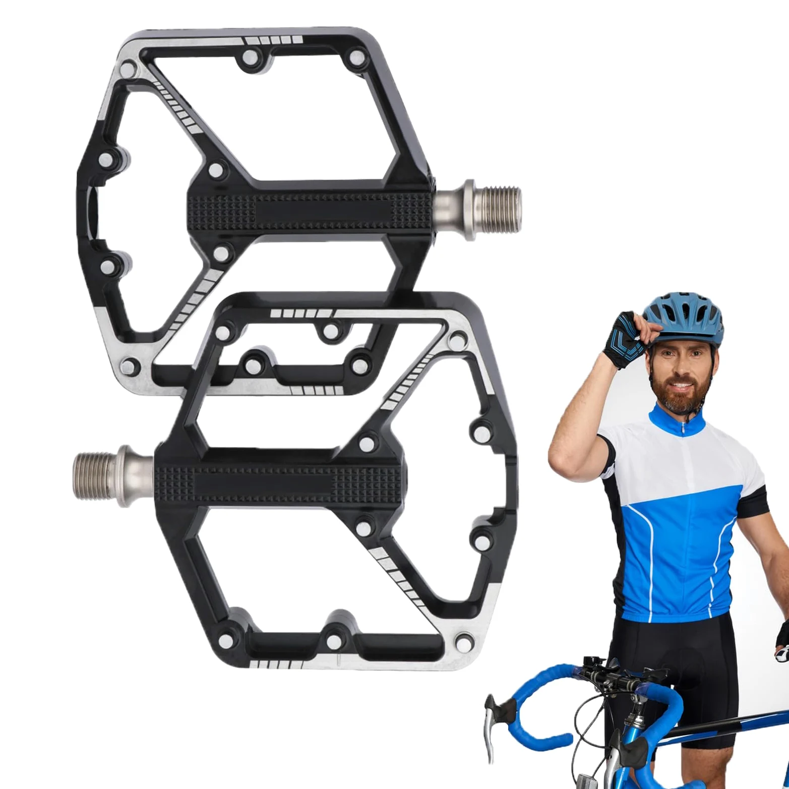 Pedales de Bicicleta Repuesto de Plataforma Plana de Aleación de Aluminio | Pedales Anchos para Bicicletas de Montaña Para Ciclismo Senderismo Ejercicio Entrenador Mujeres Hombres