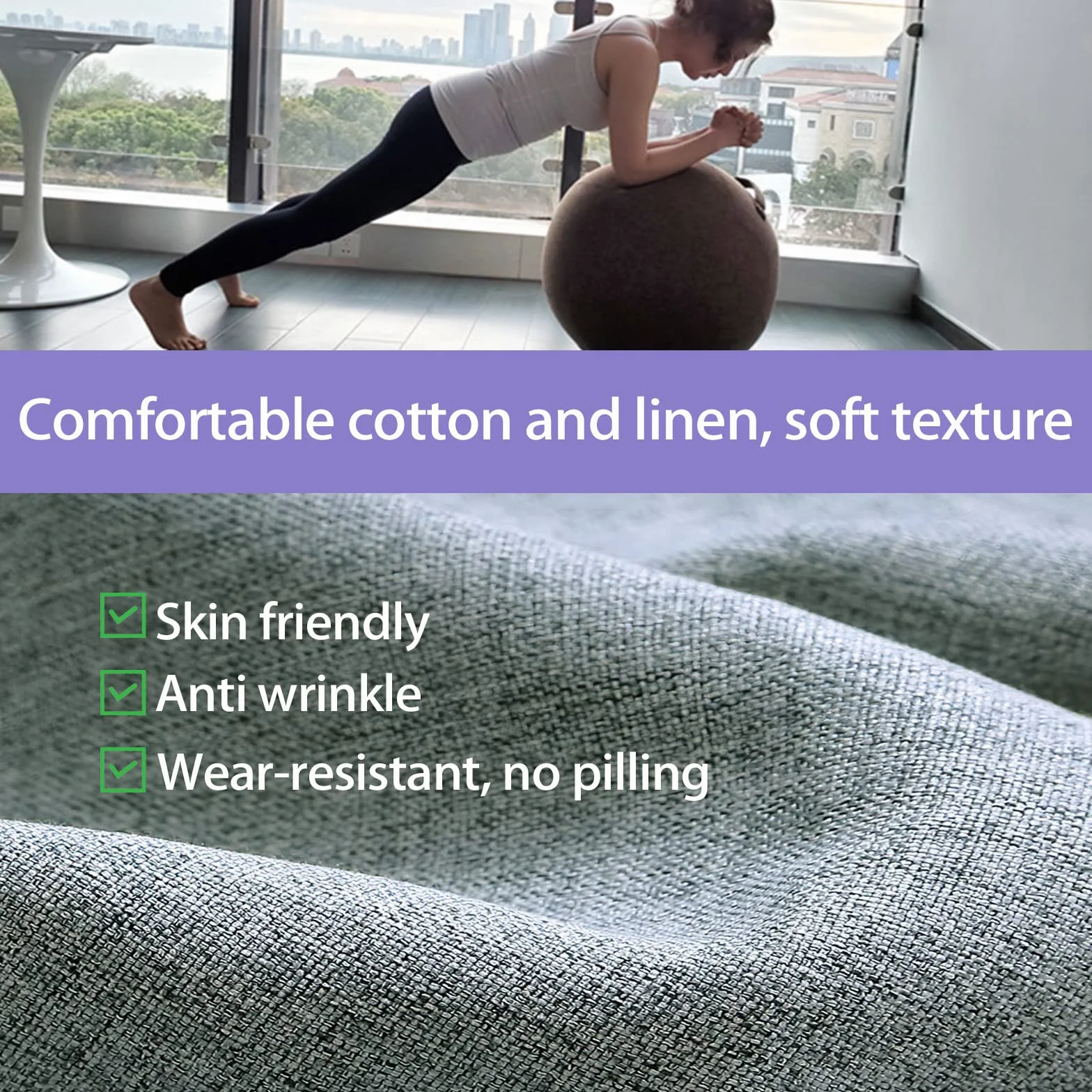 ZOSONET Funda para Pelota de Fitness de 55 cm, 65 cm, 75 cm - para Pilates, Yoga y Equilibrio