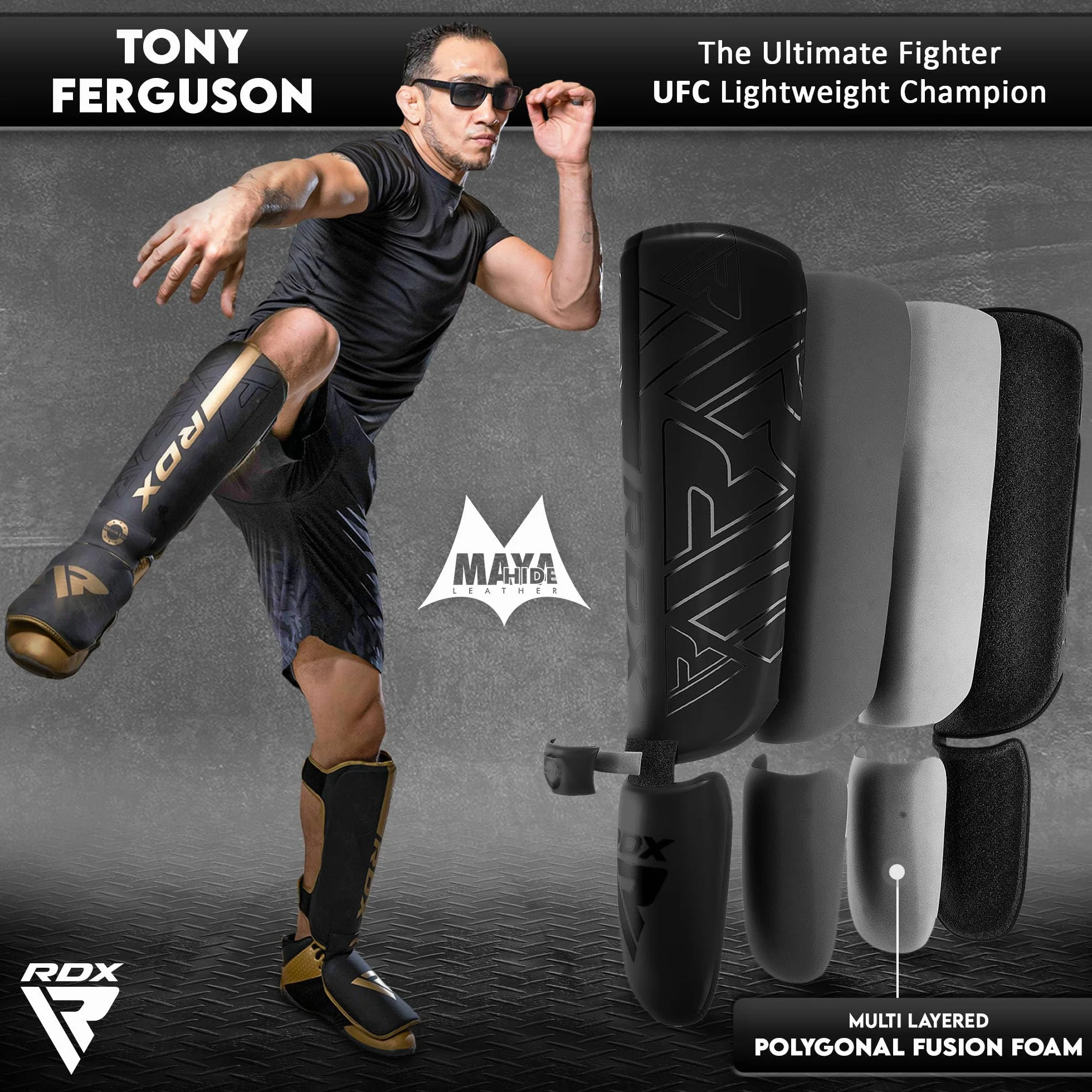 RDX Espinilleras Kick Boxing Muay Thai MMA Protección Maya Hide Cuero Kara Entrenamiento Boxeo