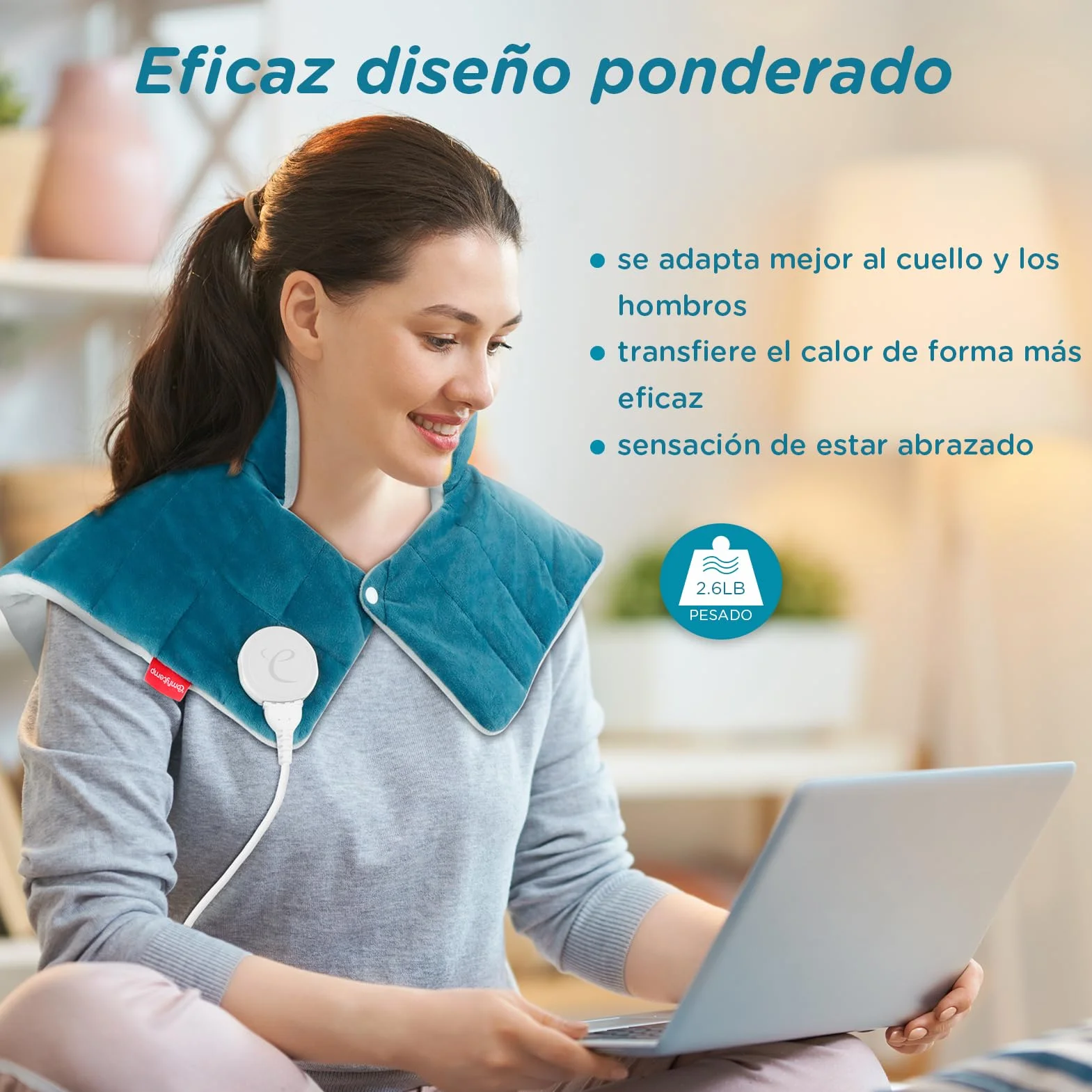 Comfytemp Almohadilla Térmica Cuello, 9 Niveles de Calor, 11 Temporizador, Apagado Automático, Lavable