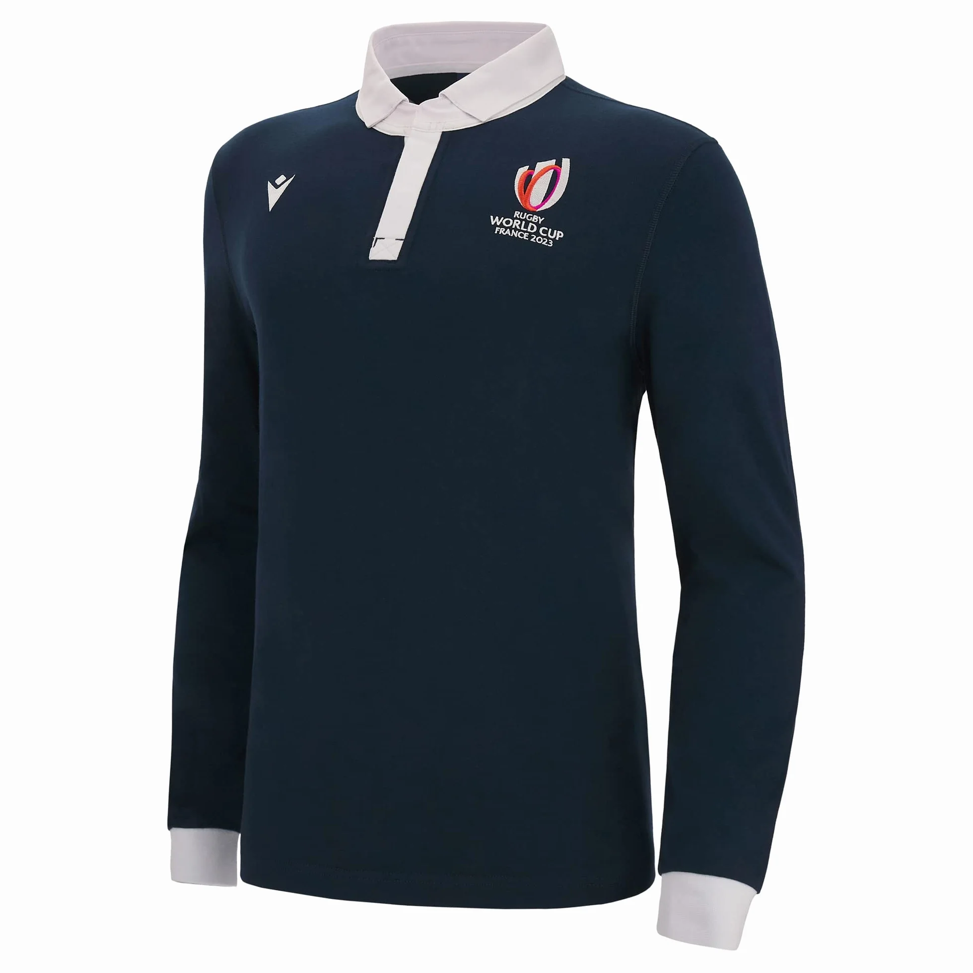Macron RWC 2023 Rugby World Cup Cotton Polo Football Soccer T-Shirt Camiseta (Navy)