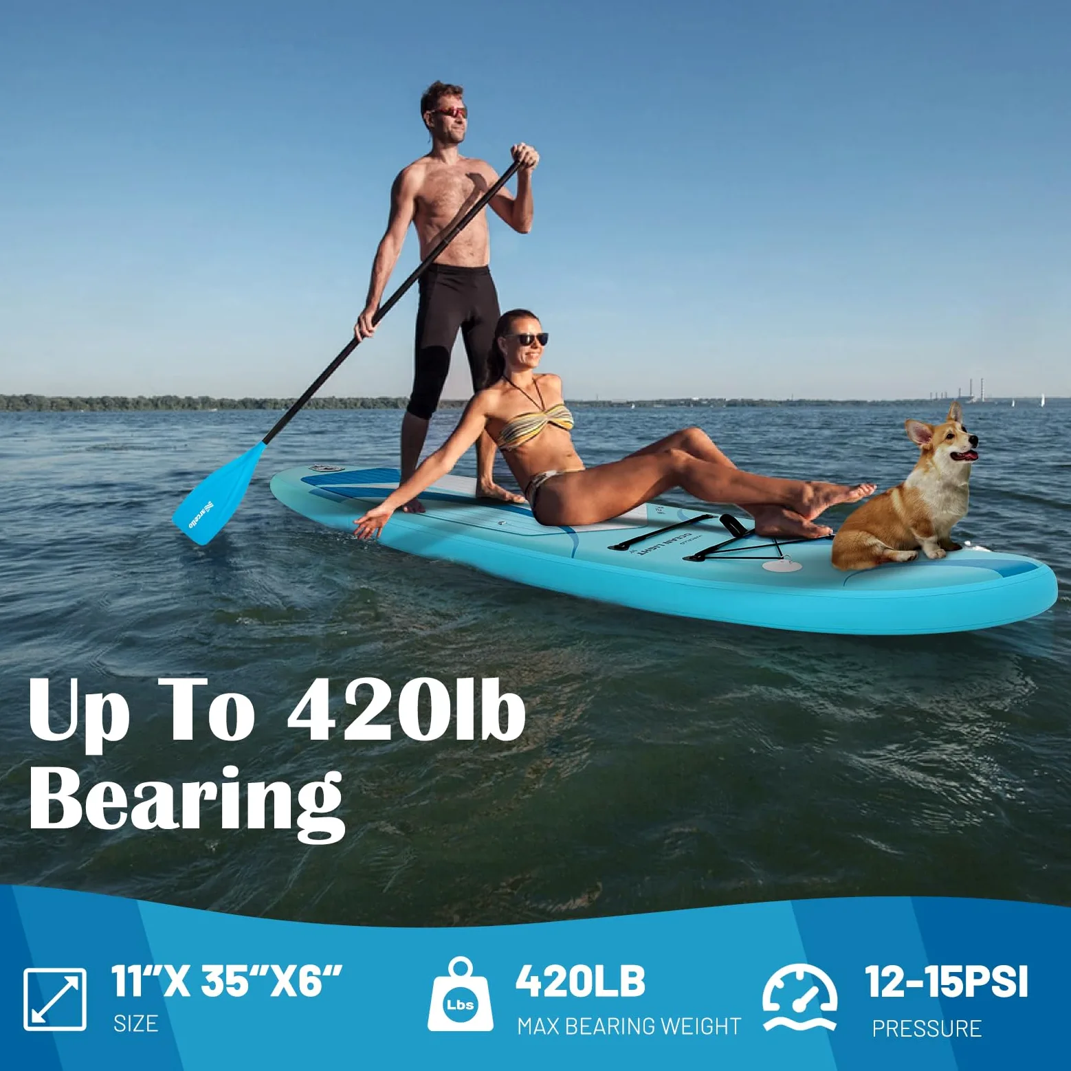 Tabla de surf de remo, inflable, 2,7 m x 83 cm x 15,2 cm, tabla de SUP ultraligera con bomba de mano, funda impermeable para teléfono y bolsa impermeable