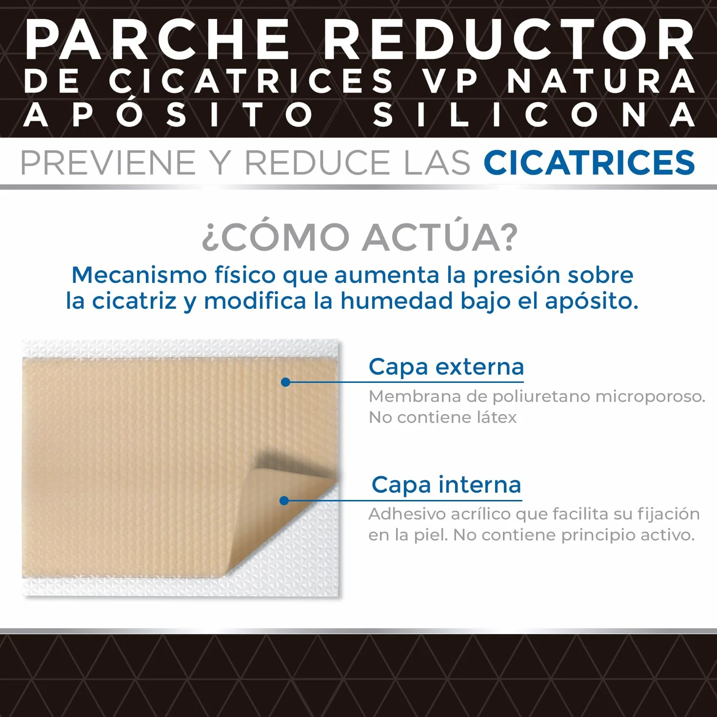 VP PHARMA Parches Cicatrizantes de Silicona 4x30 cm 5 unidades, Adhesión Duradera con Protección Solar