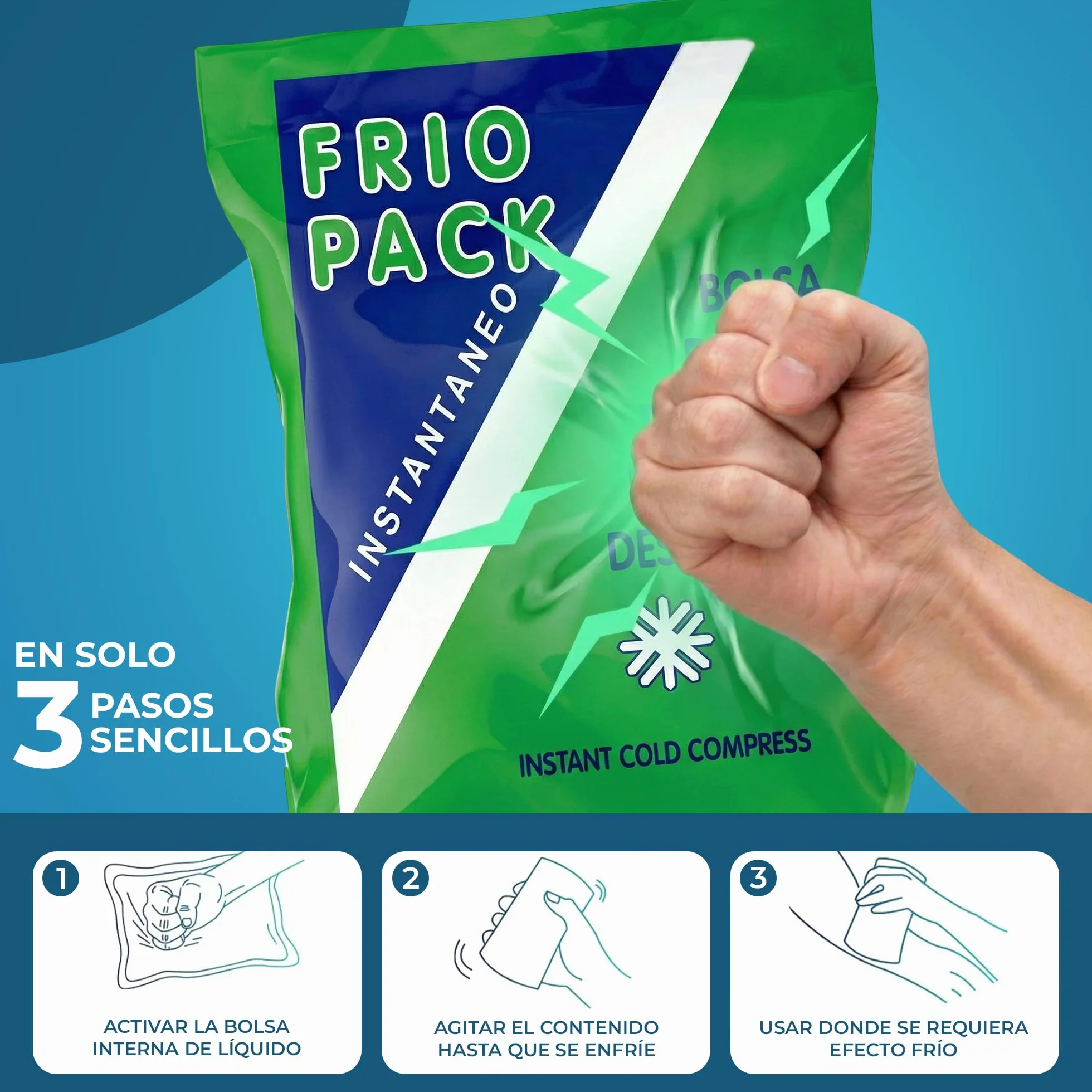 Bolsa de Frío Instantáneo 14x23 cm 6 Unidades Un Solo Uso