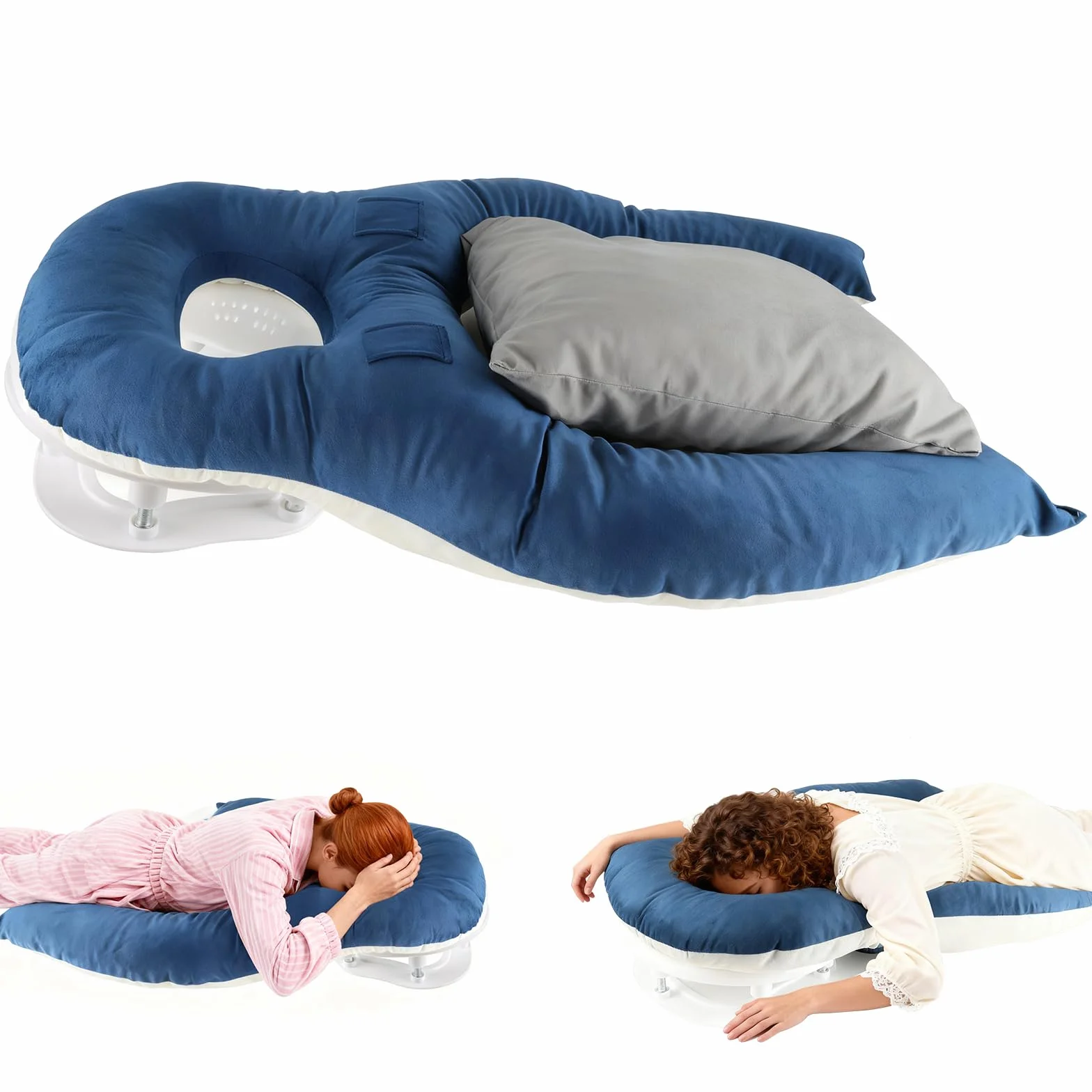 JAOGAUS Almohada Facial para Dormir Boca Abajo, Cojín Ergonómico con Memory Foam, Reposacabezas Ajustable