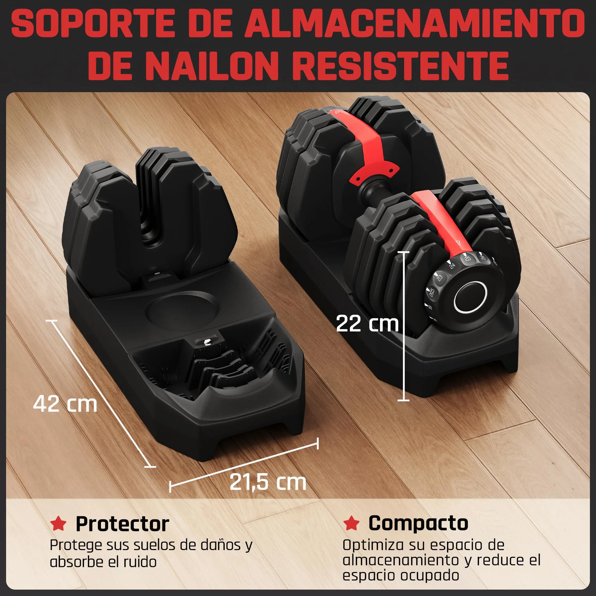 Yaheetech Kit de 1-2pcs Mancuerna Ajustable 5-15 Niveles Rápido 2-25kg Seguridad de Doble Bloqueo, Agarre Antideslizante, Ahorro de Espacio Para Gimnasio en Casa