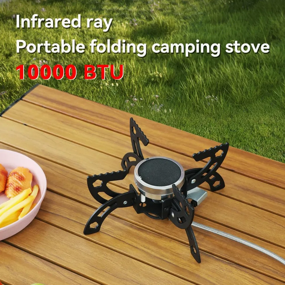 REDSUN FD1 Hornillo de Camping Gas Infrarrojos Antiviento Alta Montaña Plegable Portátil Estufa de Gas para Mochileros Senderismo Pesca Picnic, FD1 + Bolsa EVA