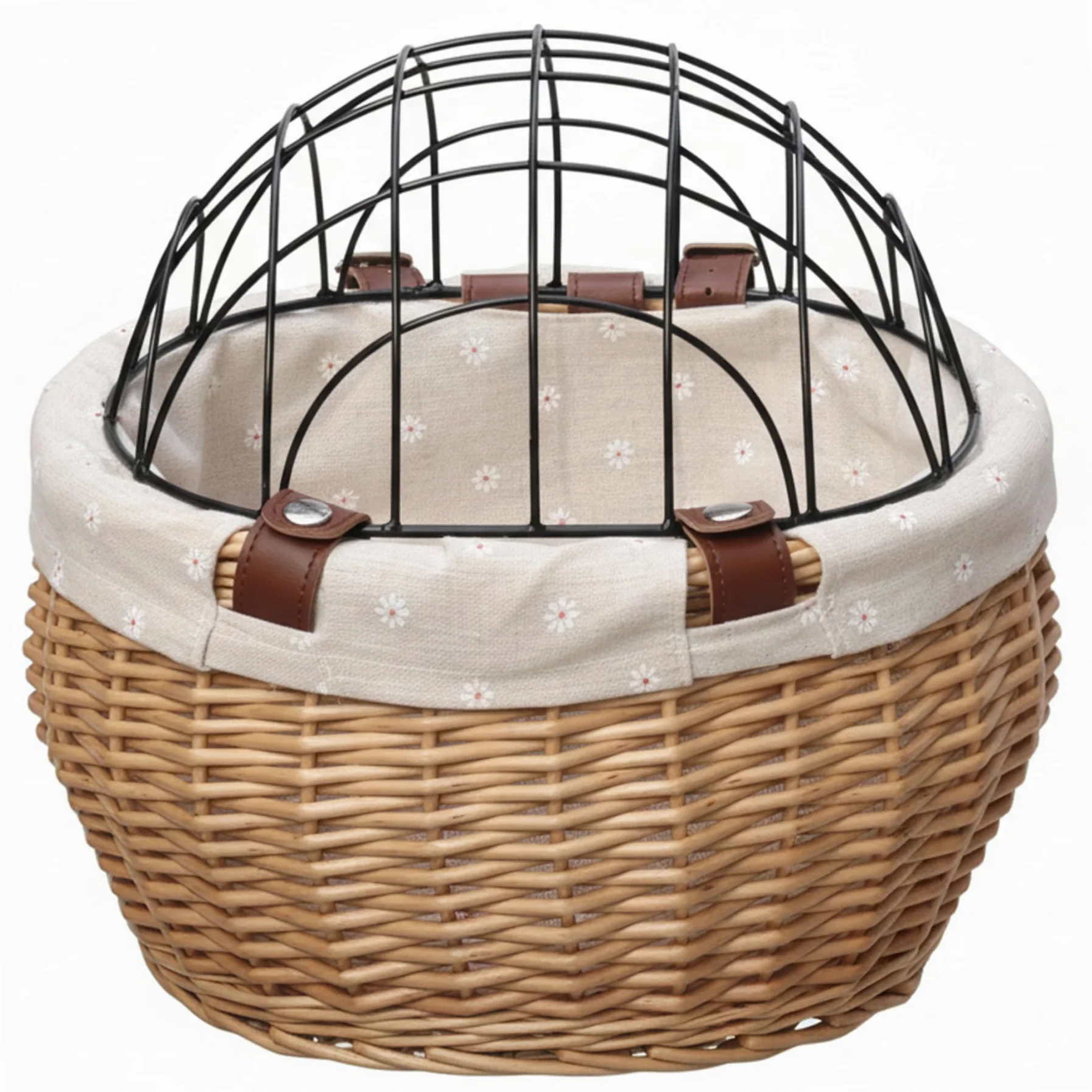 Cesta de Mimbre Segura para Bicicleta de Perro, 12x10x8 Pulgadas, con Cubierta, Soporte para Bicicleta, transportador de Mascotas para Perros pequeños y Gatos, Cesta de Almacenamiento
