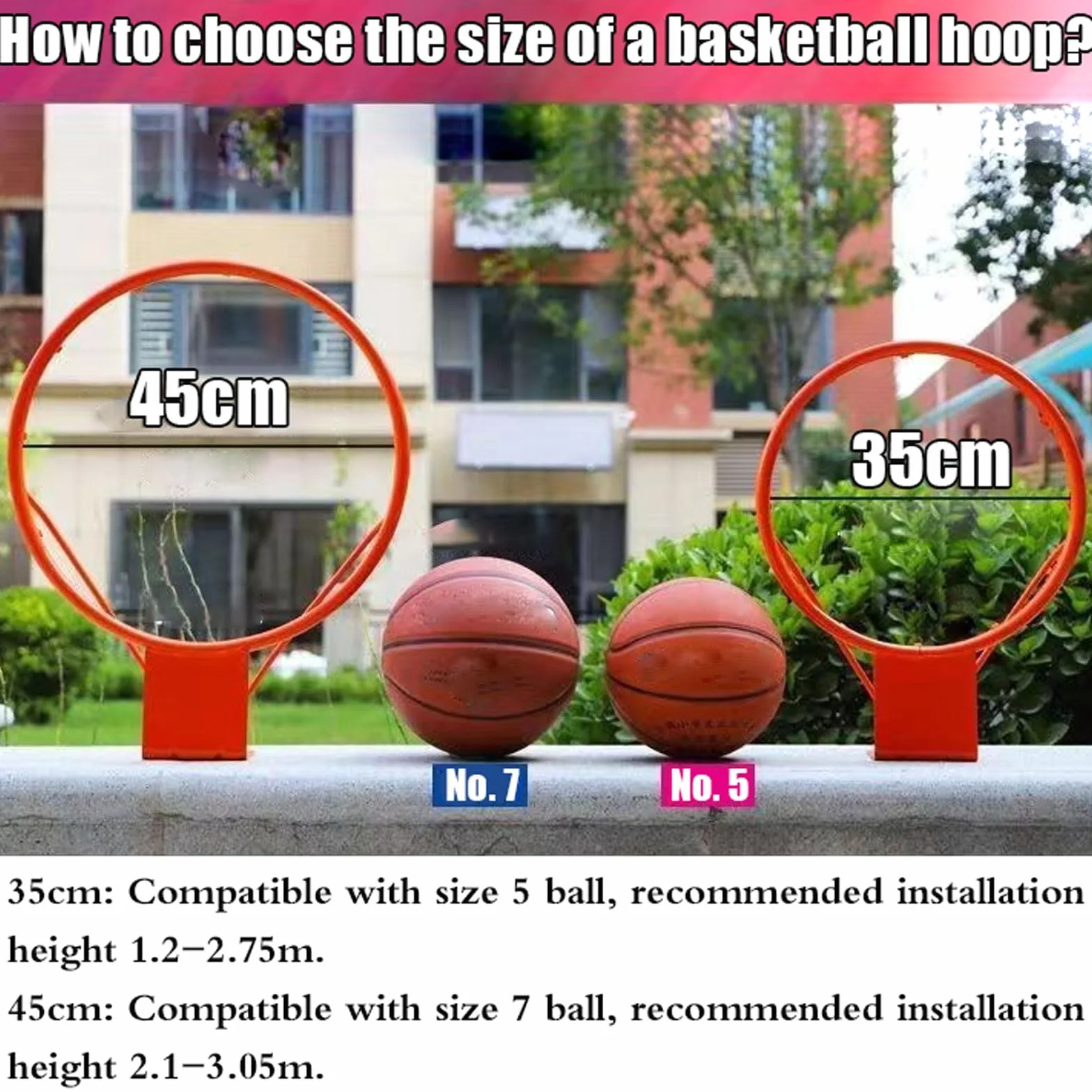 Aro de Baloncesto de Pared Exterior,Canasta Baloncesto Exterior Pared,Marcos De Red De Baloncesto Desmontable Portátil,con Correas Ajustables,para áRboles,Columna Redonda,Hierro
