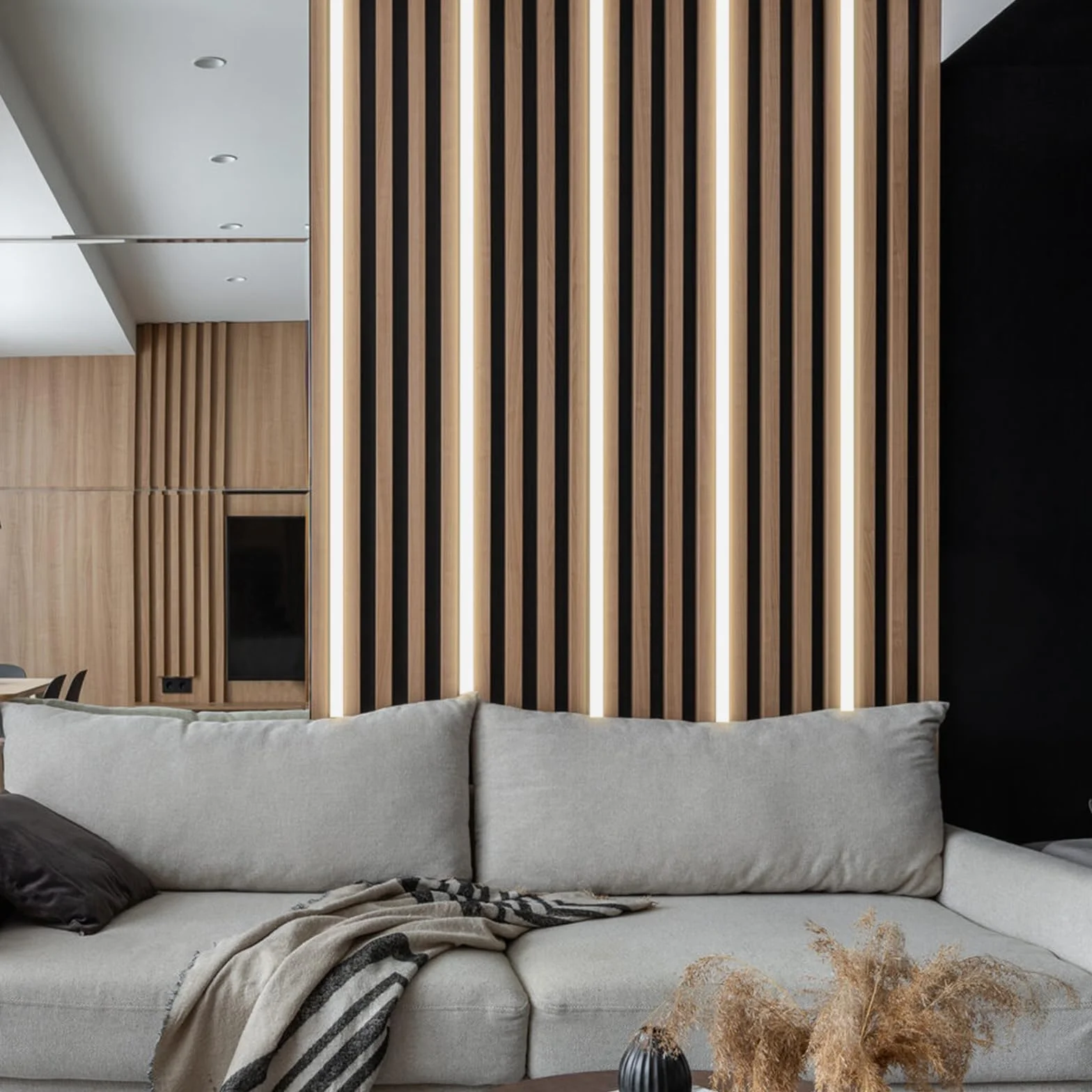 Perfil LED de silicona flexible 5 m 12x12 mm IP65 para paneles acústicos 8 mm iluminación