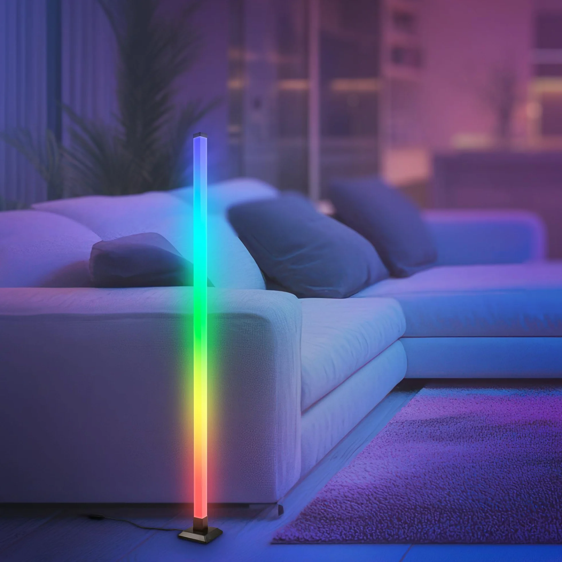 BRILONER Lampara de pie LED con mando a distancia regulable función de música 150x12,5x12,5 cm negro