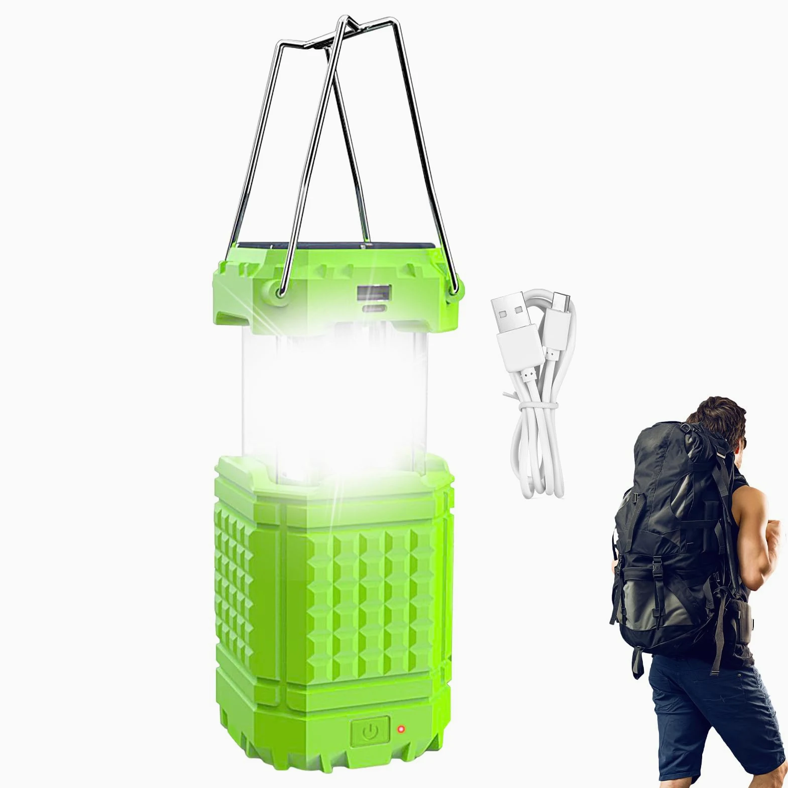 Linterna Solar de Camping Colgable con manivela | Lámpara de tienda recargable por USB Para Jardín Jardín Patio Traspatio Patio Senderismo Escalada Playa Barbacoa Reparación