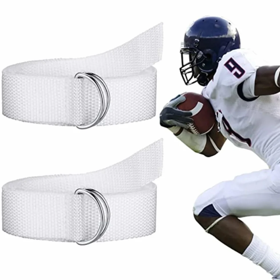 MiOYOOW 4PCS Web Fútbol Cinturón, 51 Pulgadas Blanco Cinturón D-Ring Cinturón para Hombres Mujeres Juegos Deportivos Ejercicios Juegos de Entrenamiento