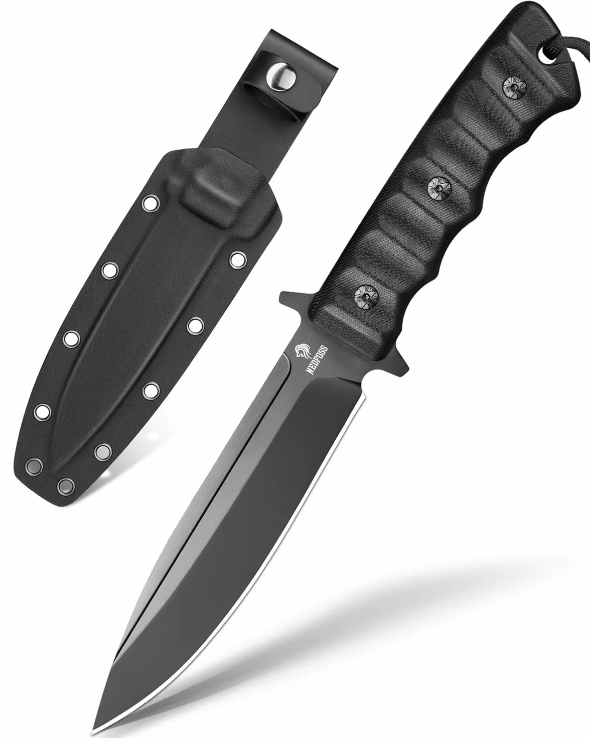 NedFoss BLACK PHOENIX cuchillo supervivencia, cuchillo bushcraft,cuchillo de caza,cuchillo camping,Hoja fija afilada para exteriores, full tang, acampada supervivencia