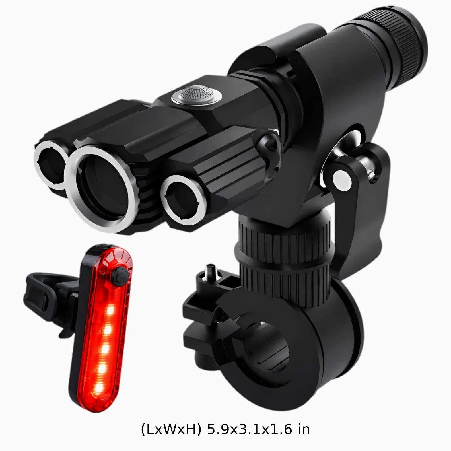 Juego de luces para bicicleta recargables, 3 luces LED superbrillantes con luz trasera, 500 lúmenes, aleación de aluminio, luces de bicicleta para conducción nocturna, 12 horas de funcionamiento, 2