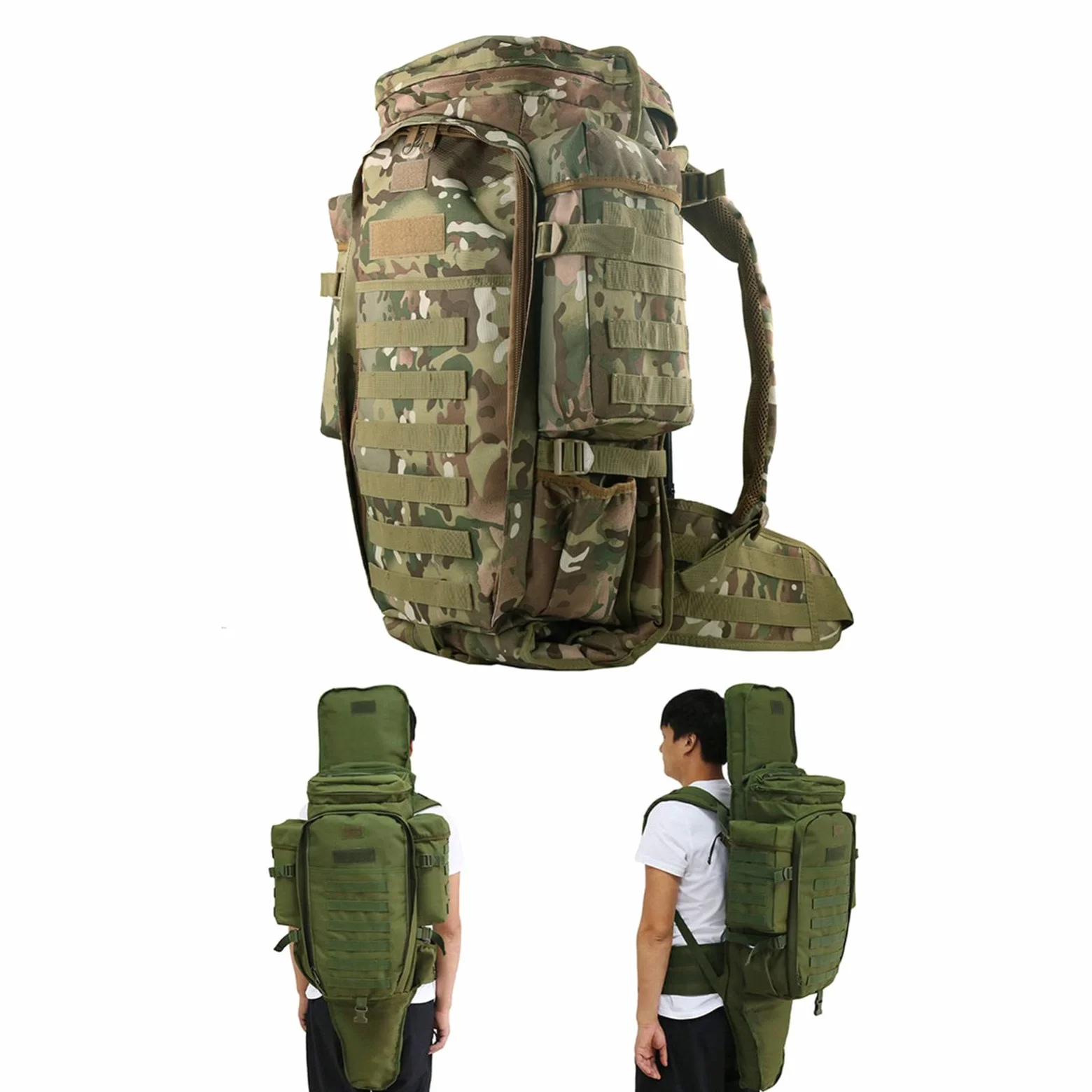 Mochila Táctica Militar de Rifle Largo con Molle para Caza, Pesca, Airsoft y Campo de Tiro